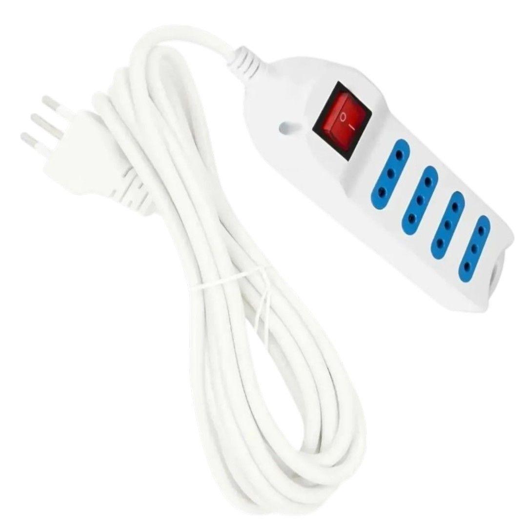 Alargador El ctrico 4 Tomas con Interruptor Cable 3 Metros Blanco-2