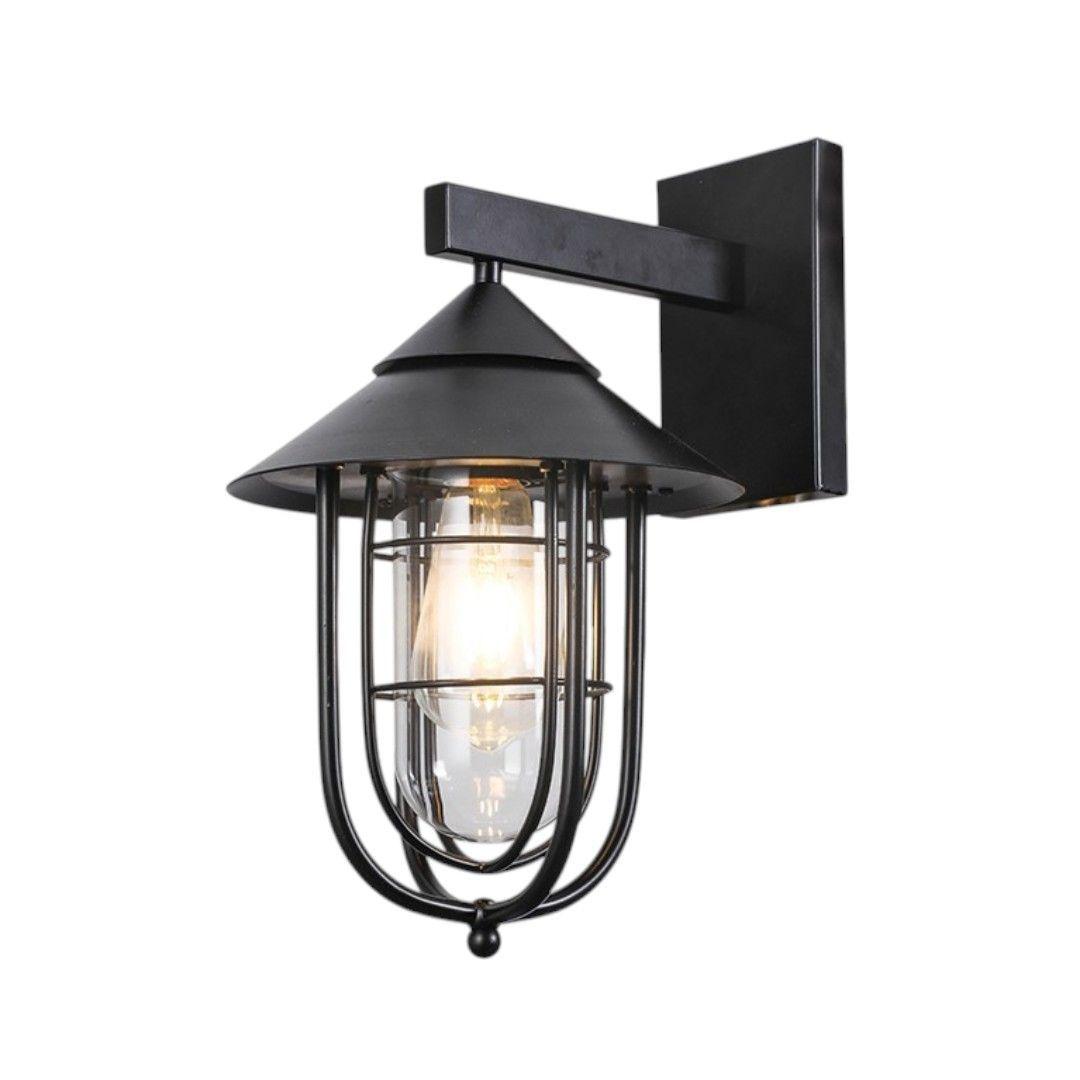 Lampara Aplique Exterior SEC E27 Negro Estilo Vintage Industrial para Jard n y Terraza-2