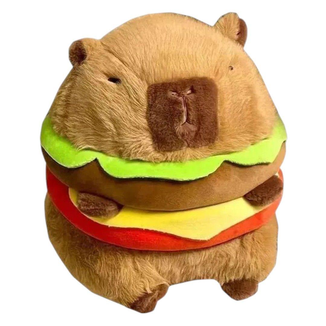 PELUCHE CAPIBARA HAMBURGUESA SUAVE DE FELPA DECORATIVO Y COLECCIONABLE 35 CM-2