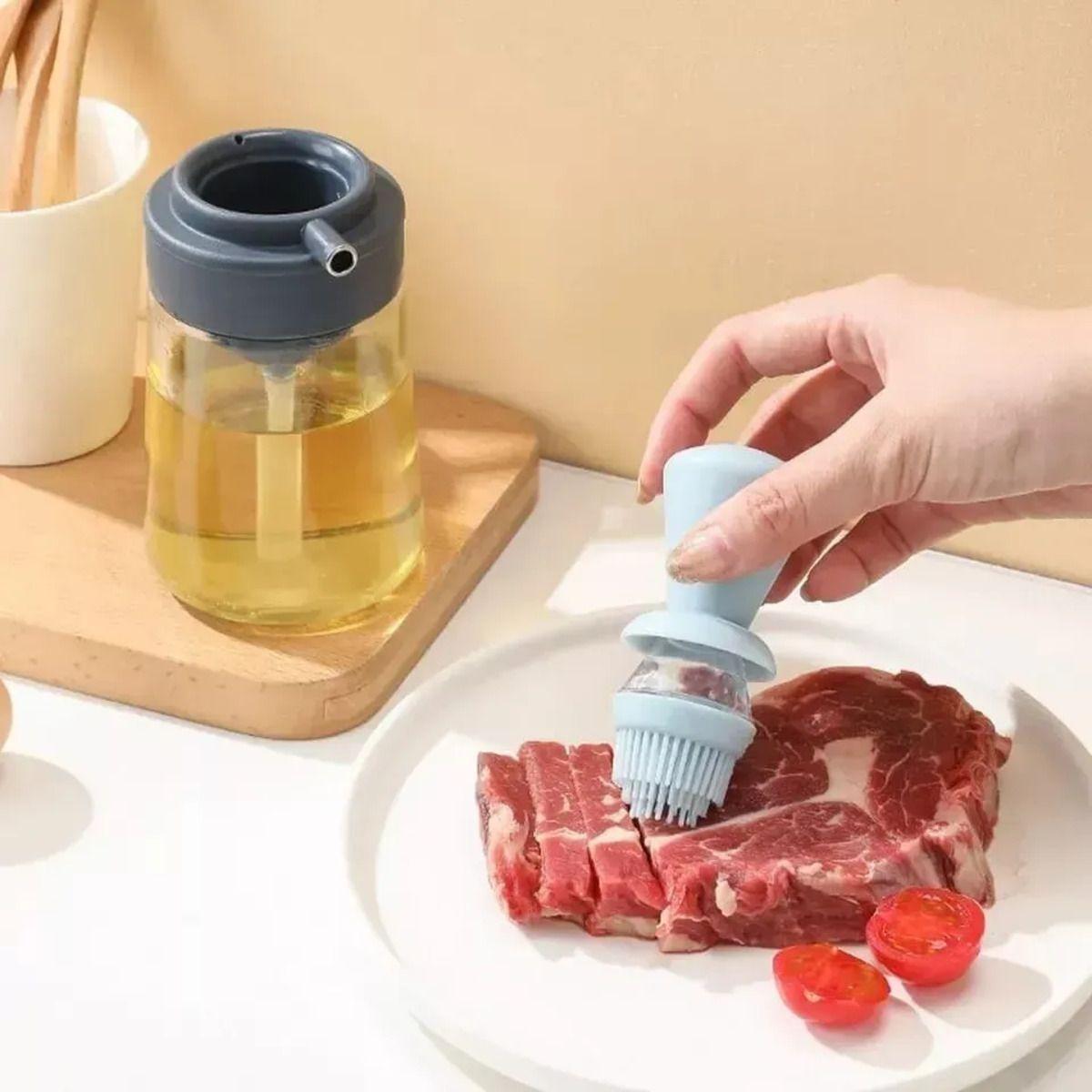 Botella Para Aceite Y Vinagre De Vidrio Con Brocha-2