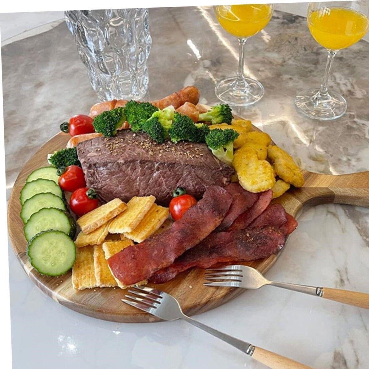 Tabla Redonda Para Picar Con Mango De Madera 40x30x1 Cm-2