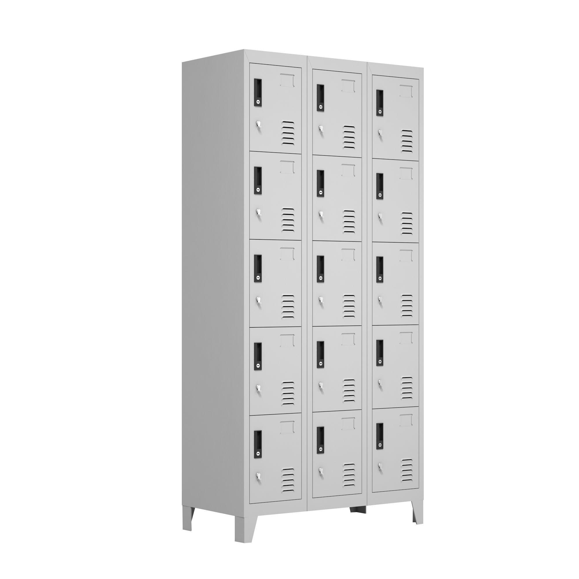 Locker Metálico: 3 Cuerpos y 15 Puertas-1