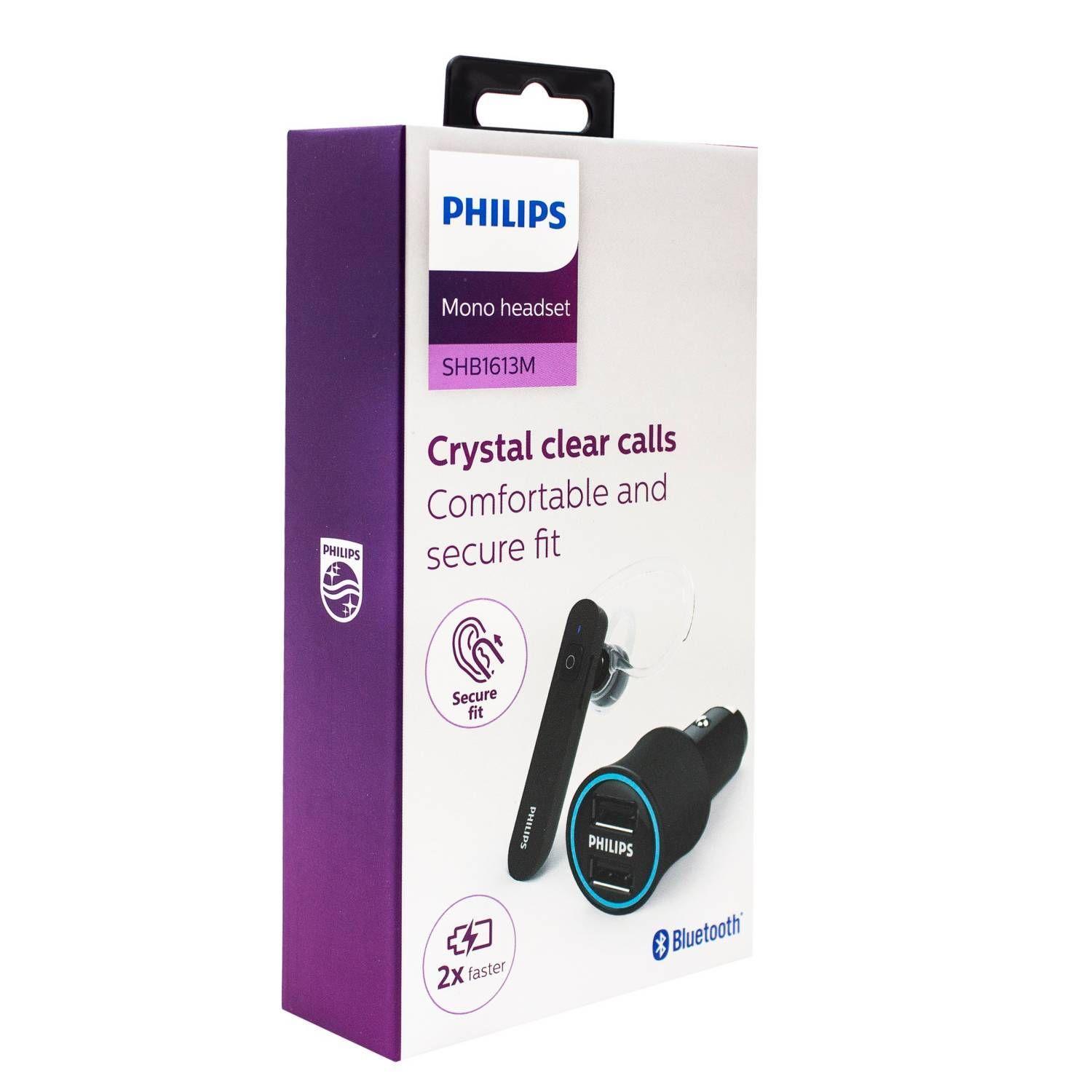 MANOS LIBRES BLUETOOTH PHILIPS + CARGADOR 12 V FASTER SHB1613M-1