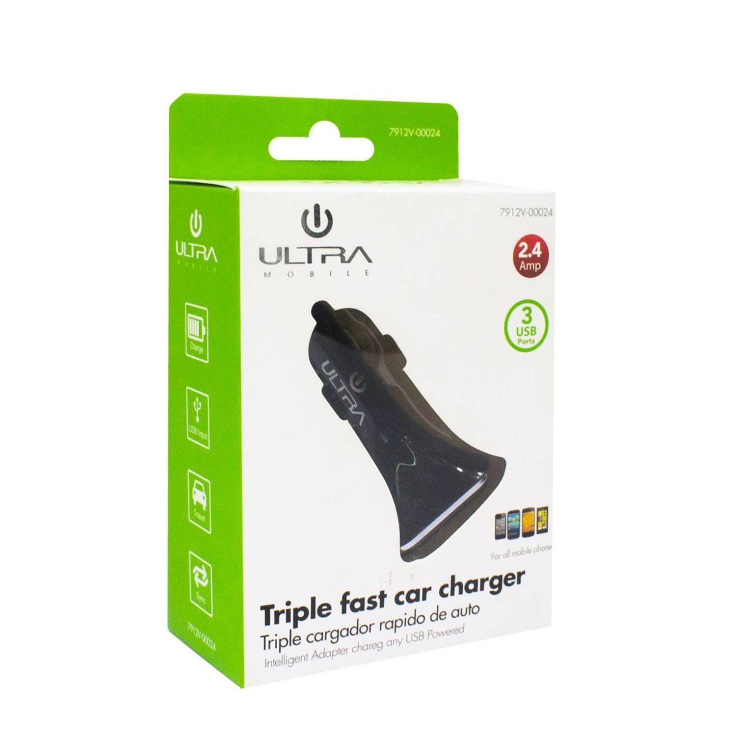 CARGADOR ULTRA 12V 2.4 AMP 3 USB TRIPLE FAST 0024-1