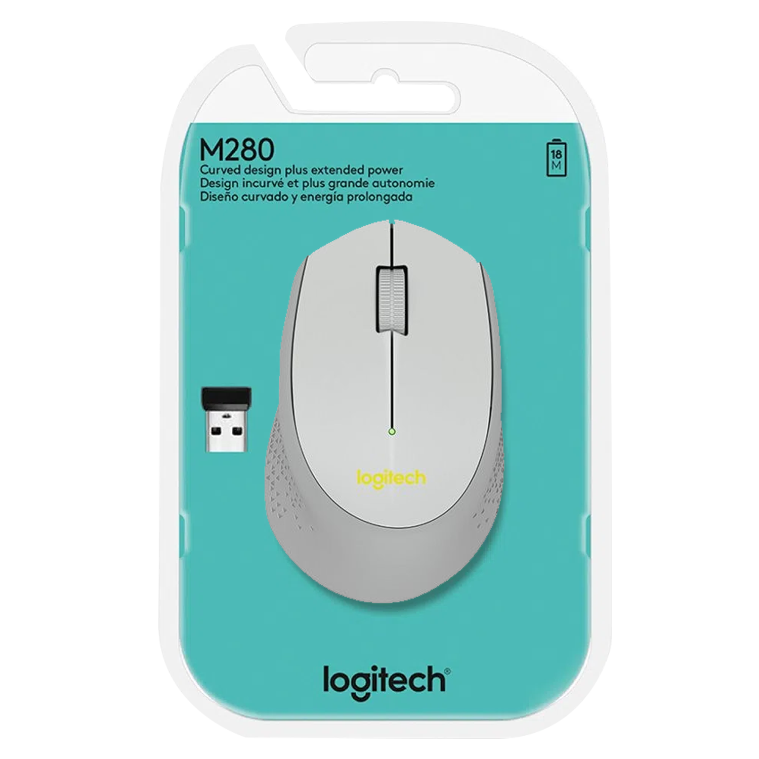 Mouse Inalámbrico Logitech M280 Plateado-1
