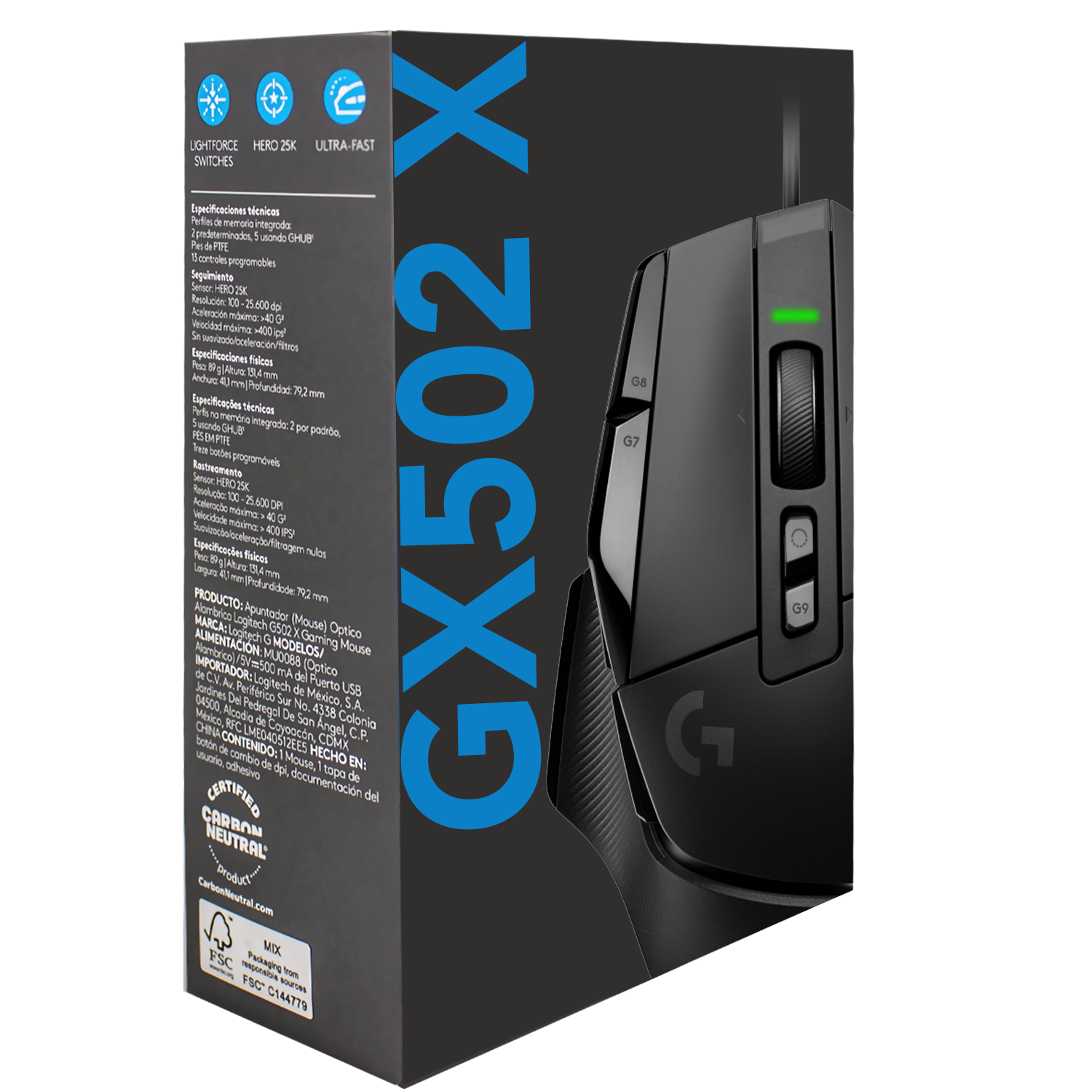 Mouse Gamer Logitech G502 X Negro-1