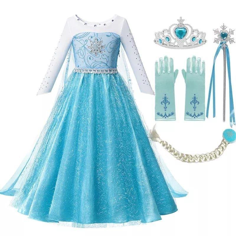 Disfraz Vestido Princesa Elsa Frozen con Accesorios -0