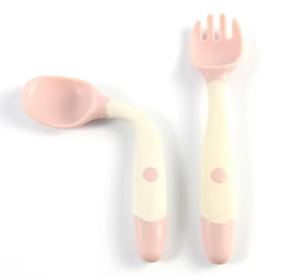 Set De Cuchara Tenedor Flexibles De Silicona Para Bebes-0