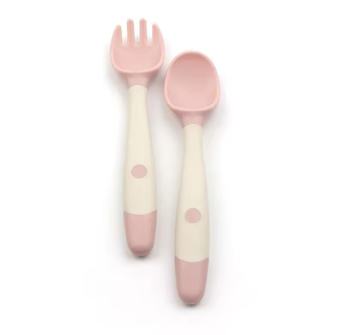 Set De Cuchara Tenedor Flexibles De Silicona Para Bebes-2