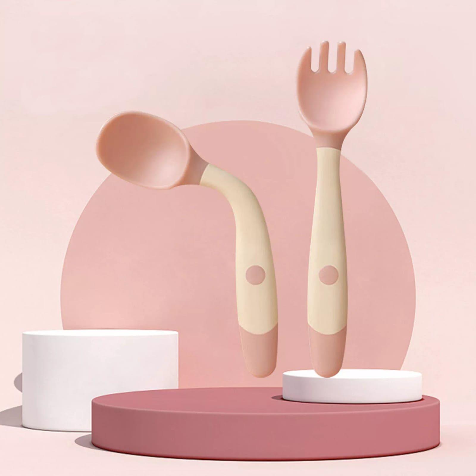 Set De Cuchara Tenedor Flexibles De Silicona Para Bebes-3