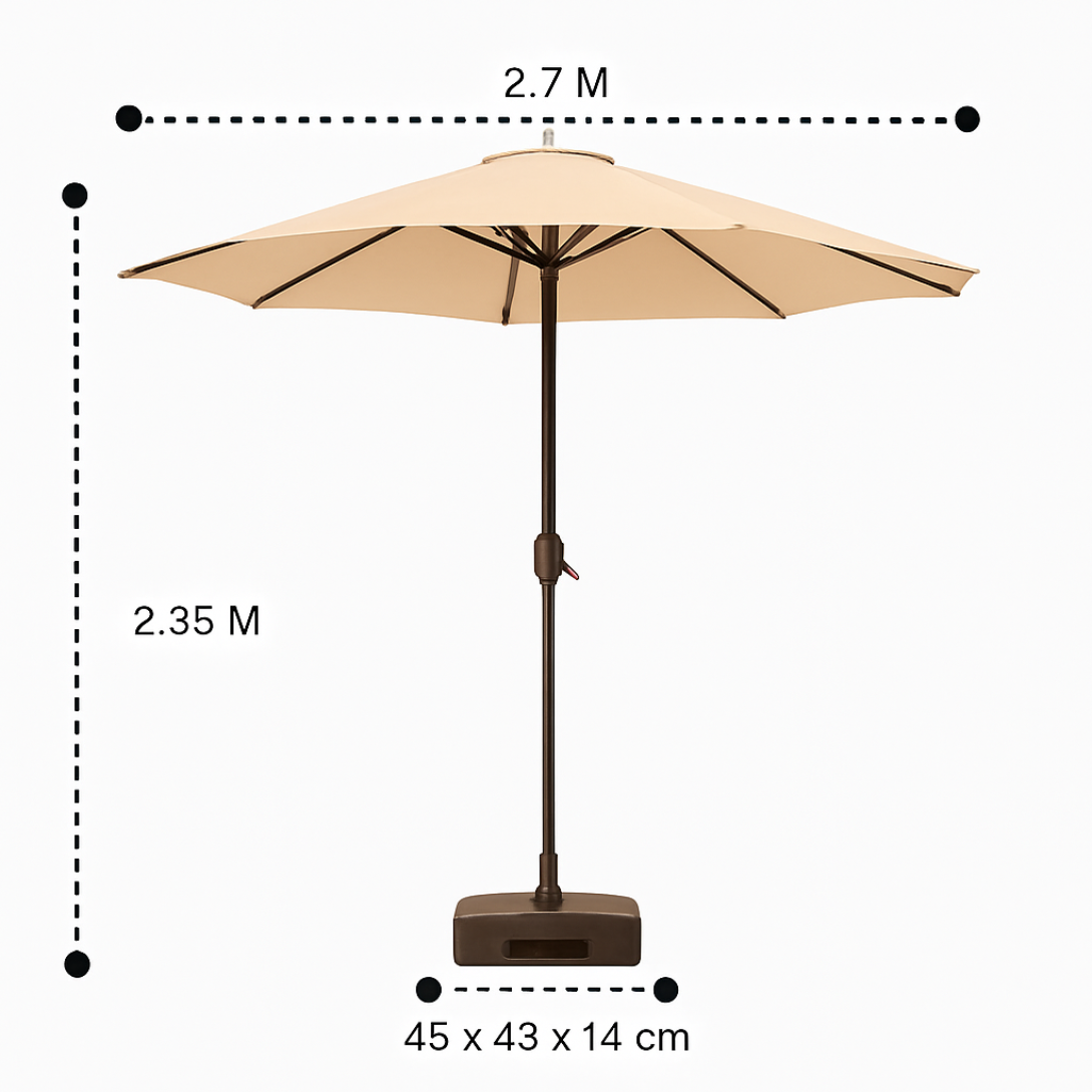 Quitasol Terraza Recto 2,7 Mt + Base 22 Litros-2