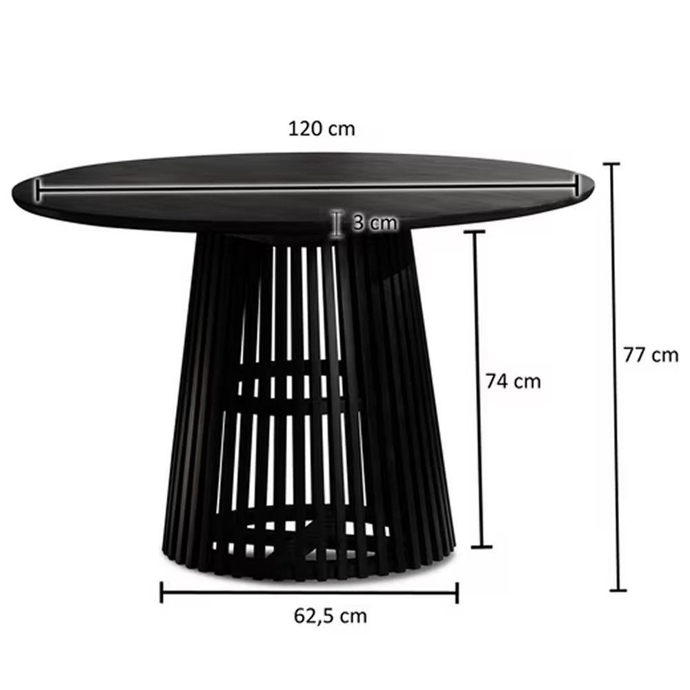 Mesa Redonda De Comedor 120 Cm Madera Natural Base Estilo Rejilla-2
