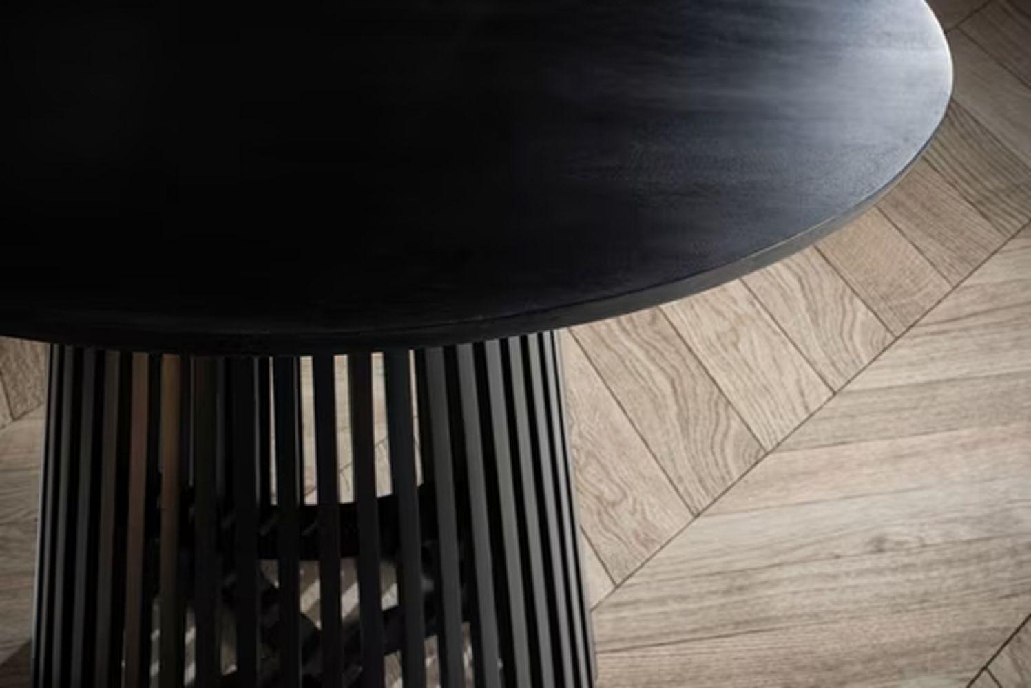 Mesa Redonda De Comedor 120 Cm Madera Natural Base Estilo Rejilla-3