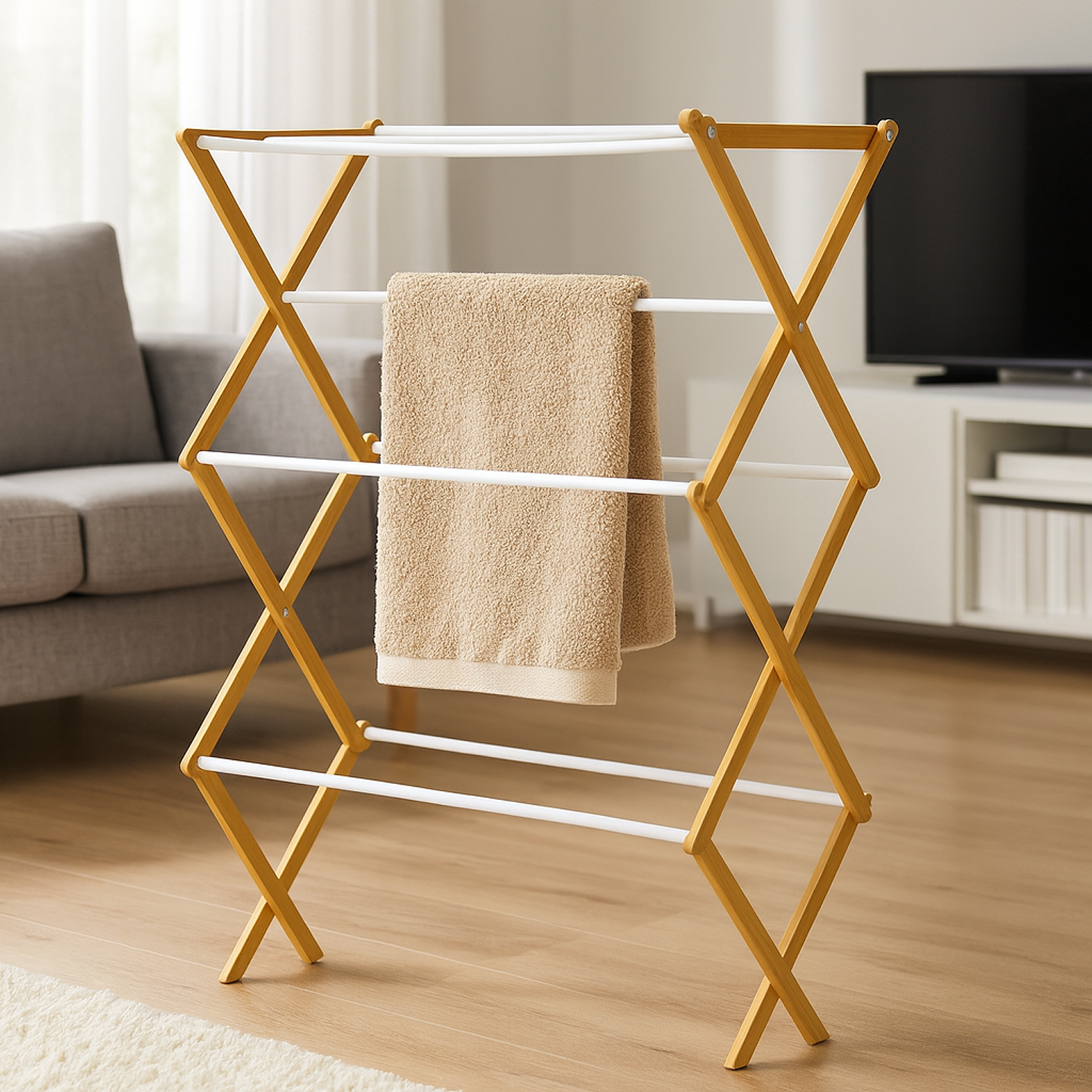 Colgador de Ropa y Toallas Madera Retractil-6