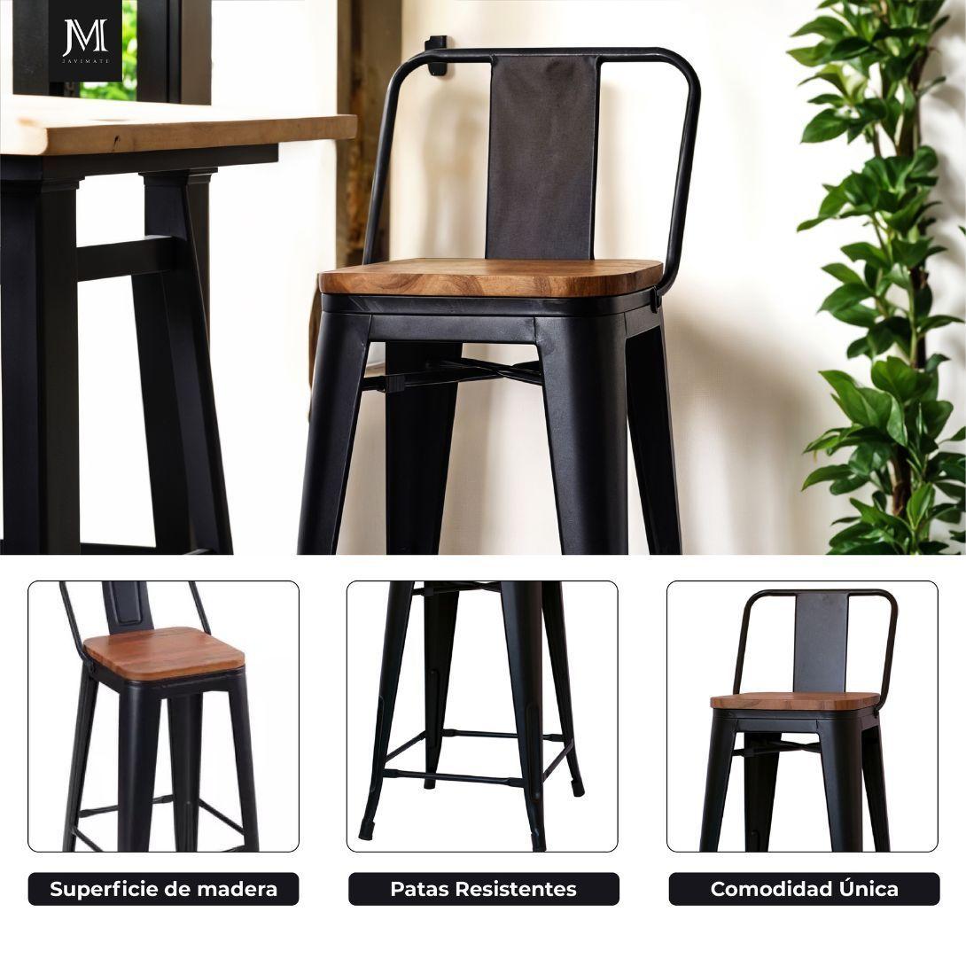 Pack 2 Pisos de Metal Tolix Asiento De Madera-5