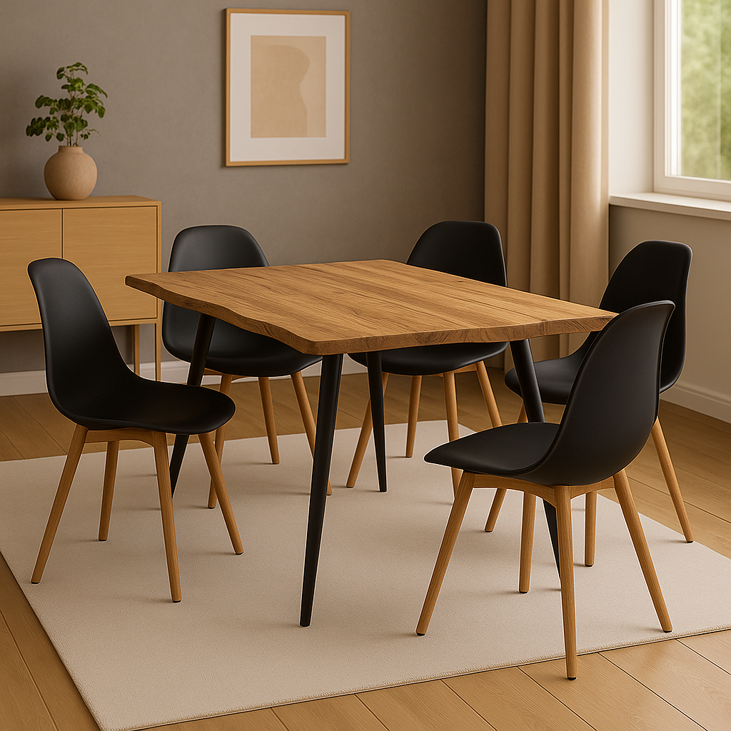 Mesa Aneto | Diseño Orgánico con Cubierta de Madera y Patas Metálicas-1