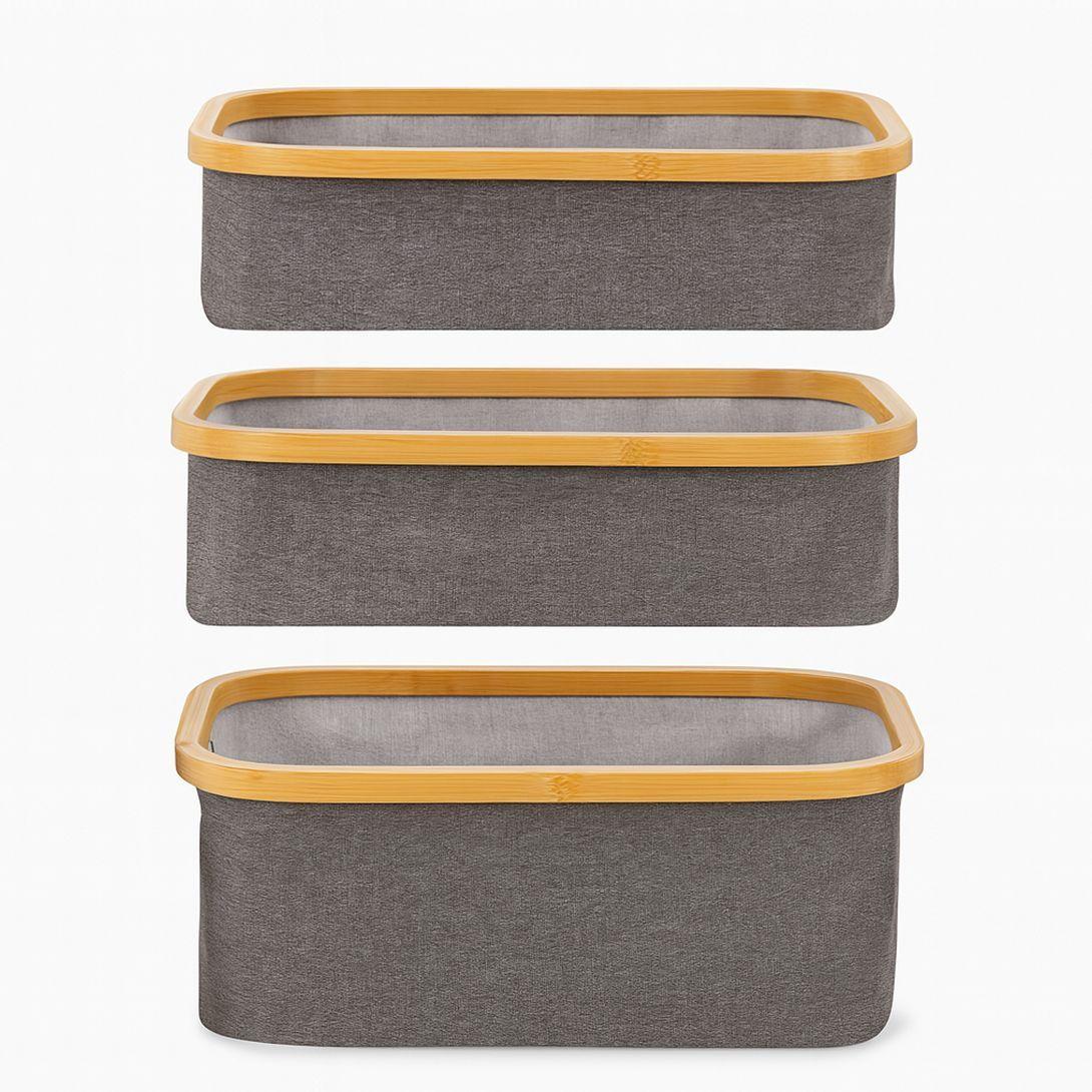 Estante de Almacenamiento Plegable Organizador 3 Niveles Cestas de Tela Gris-4