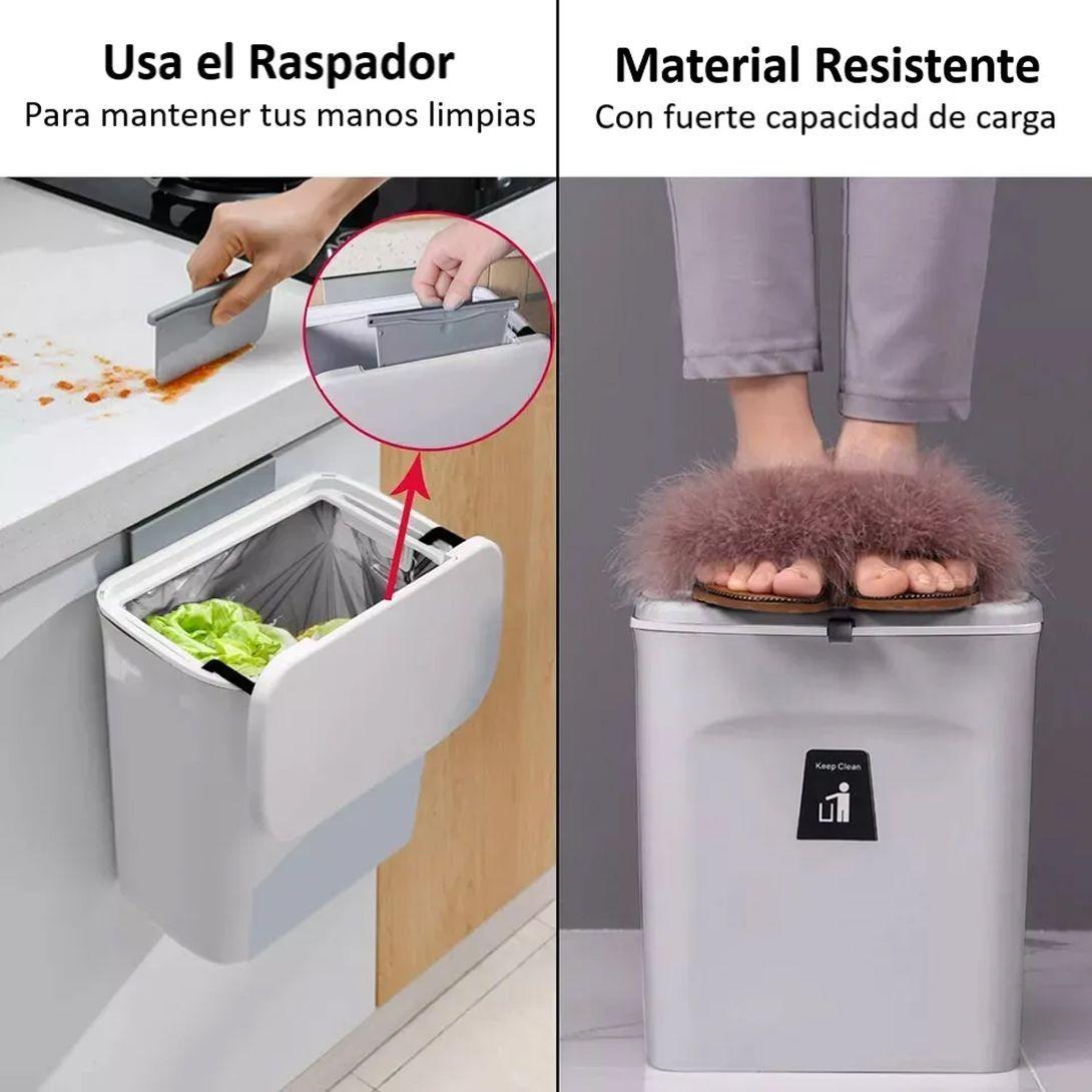 BASURERO COLGANTE DE PUERTA PARA COCINA GRIS-4