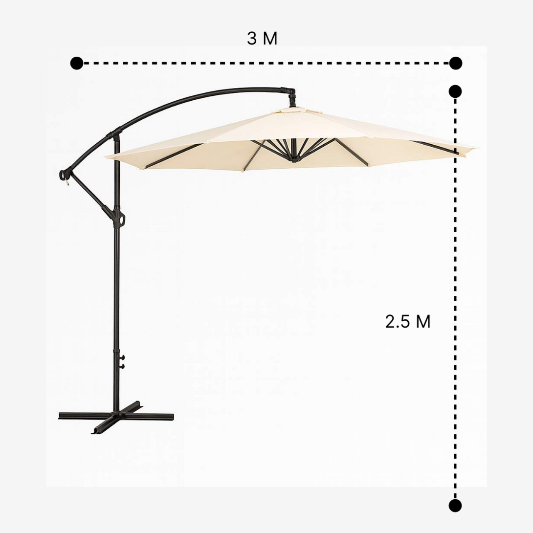 Quitasol Lateral 3mt Soporte Pedestal Extendible Uv-2