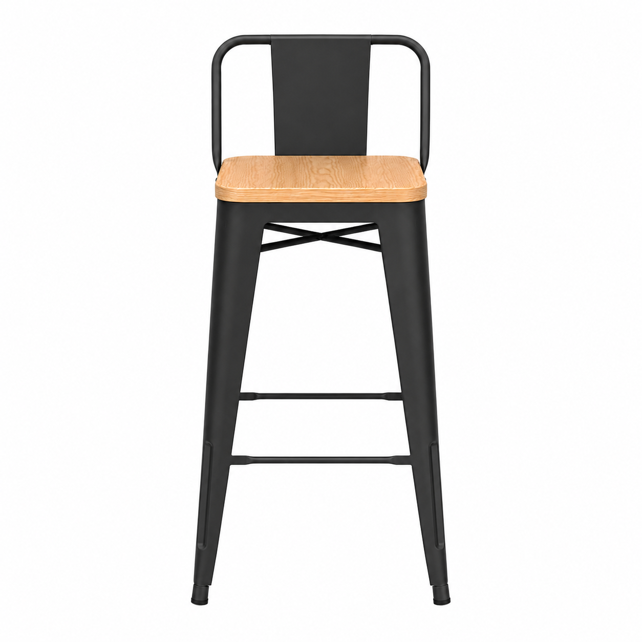 Pack 4 Pisos De Metal Tolix Asiento Madera-3
