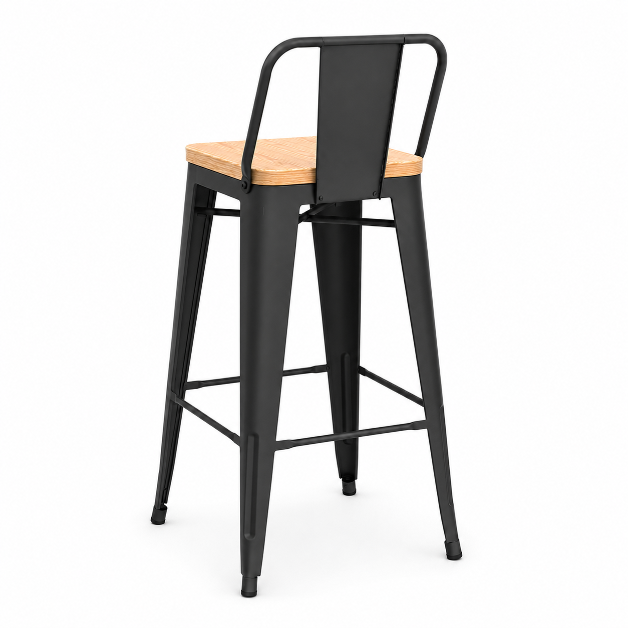 Pack 4 Pisos De Metal Tolix Asiento Madera-5