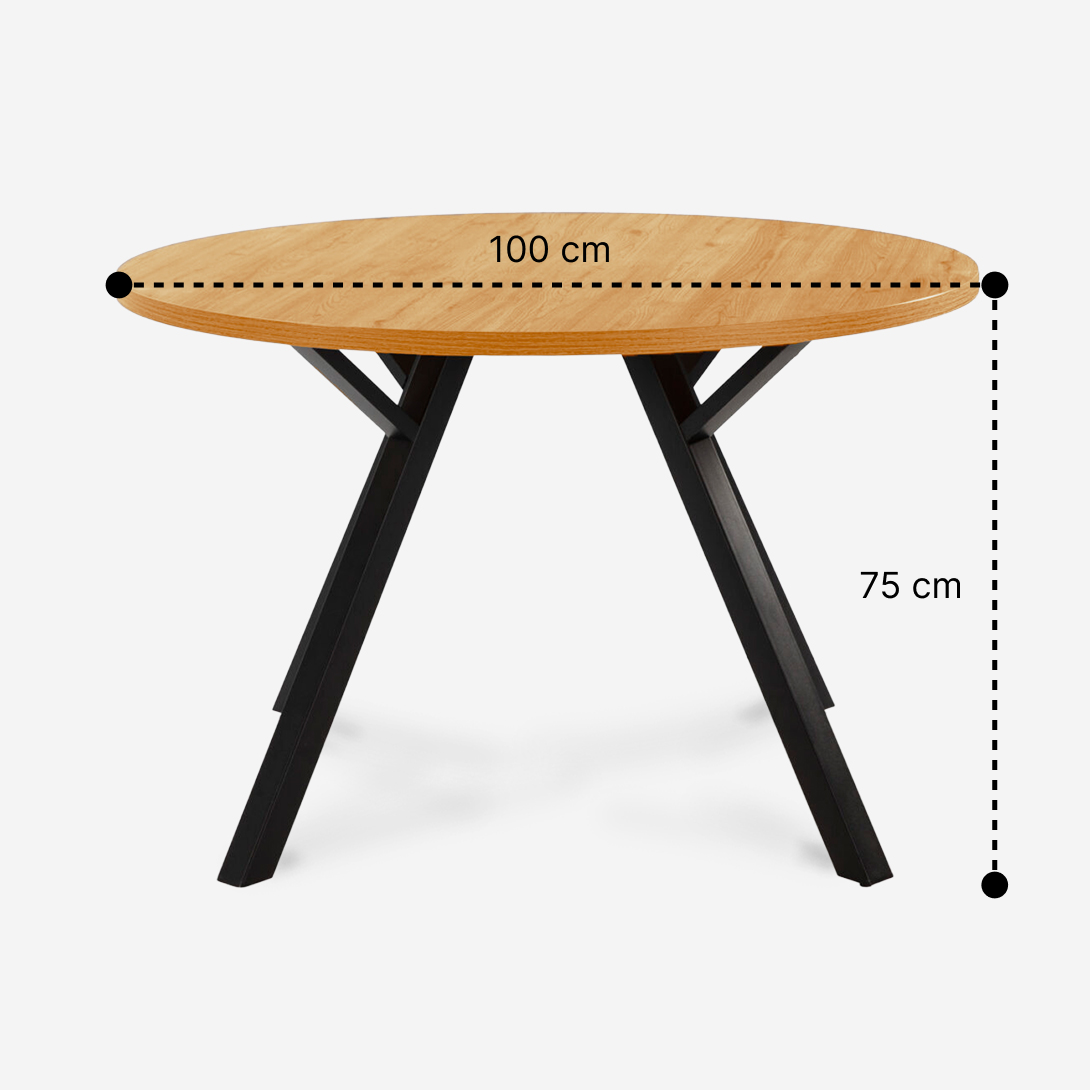 Mesa Redonda Beni | Diseño Contemporáneo con Madera Olmo y Patas Metálicas-2