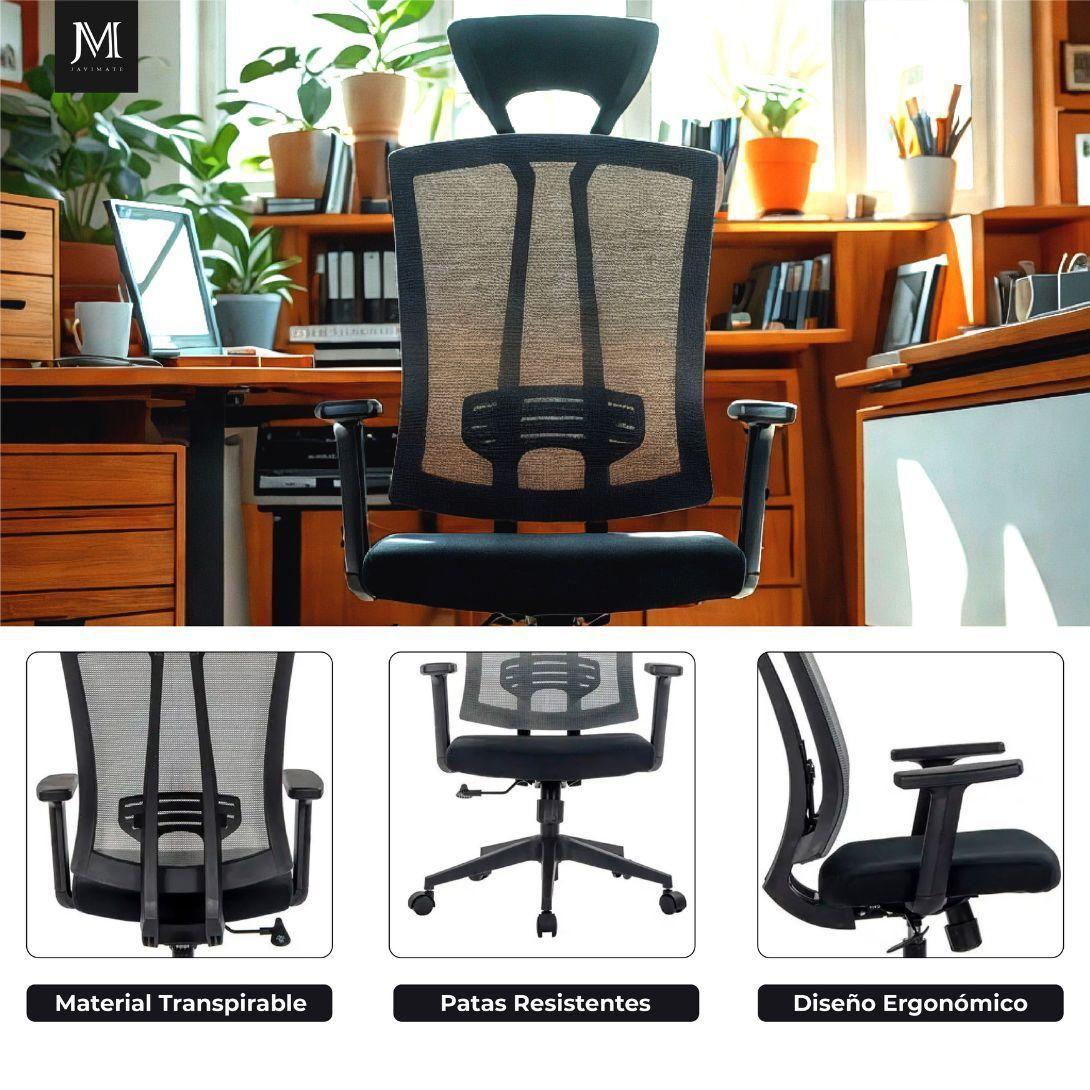 Silla De Oficina Ergonomica Pro Apoyacabeza Javimate Color Negro-5