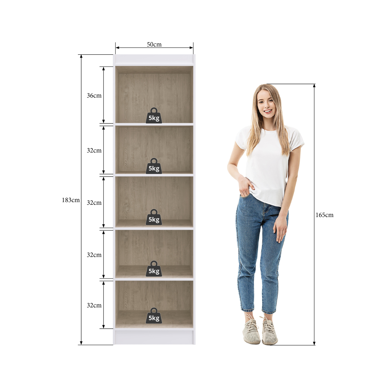 Clóset Multiuso 2 Puertas 4 Repisas Blanco 183x52x36 cm-4
