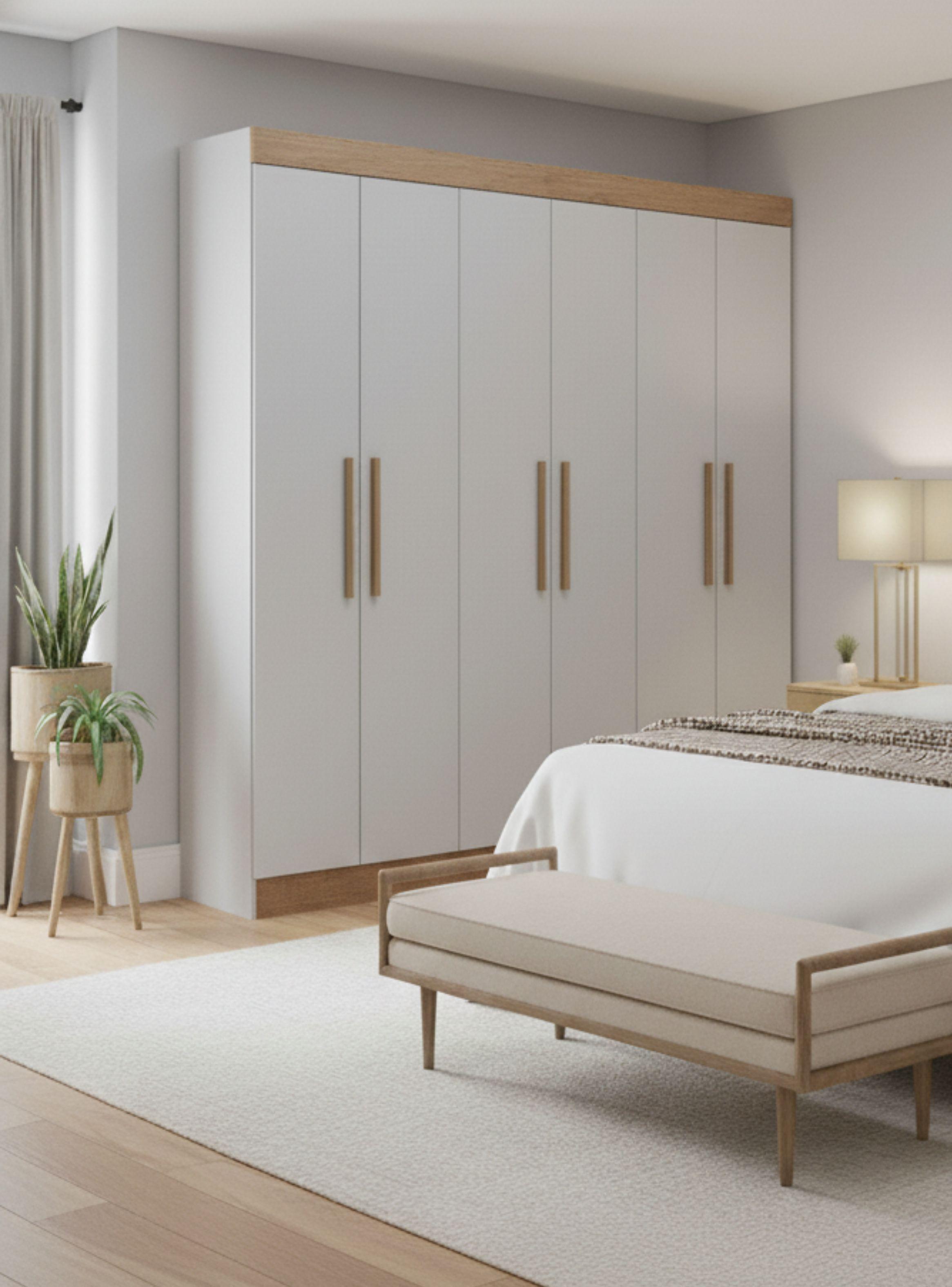 Clóset 6 Puertas 2 Cajones Gris/Café 200x180x47 cm-1