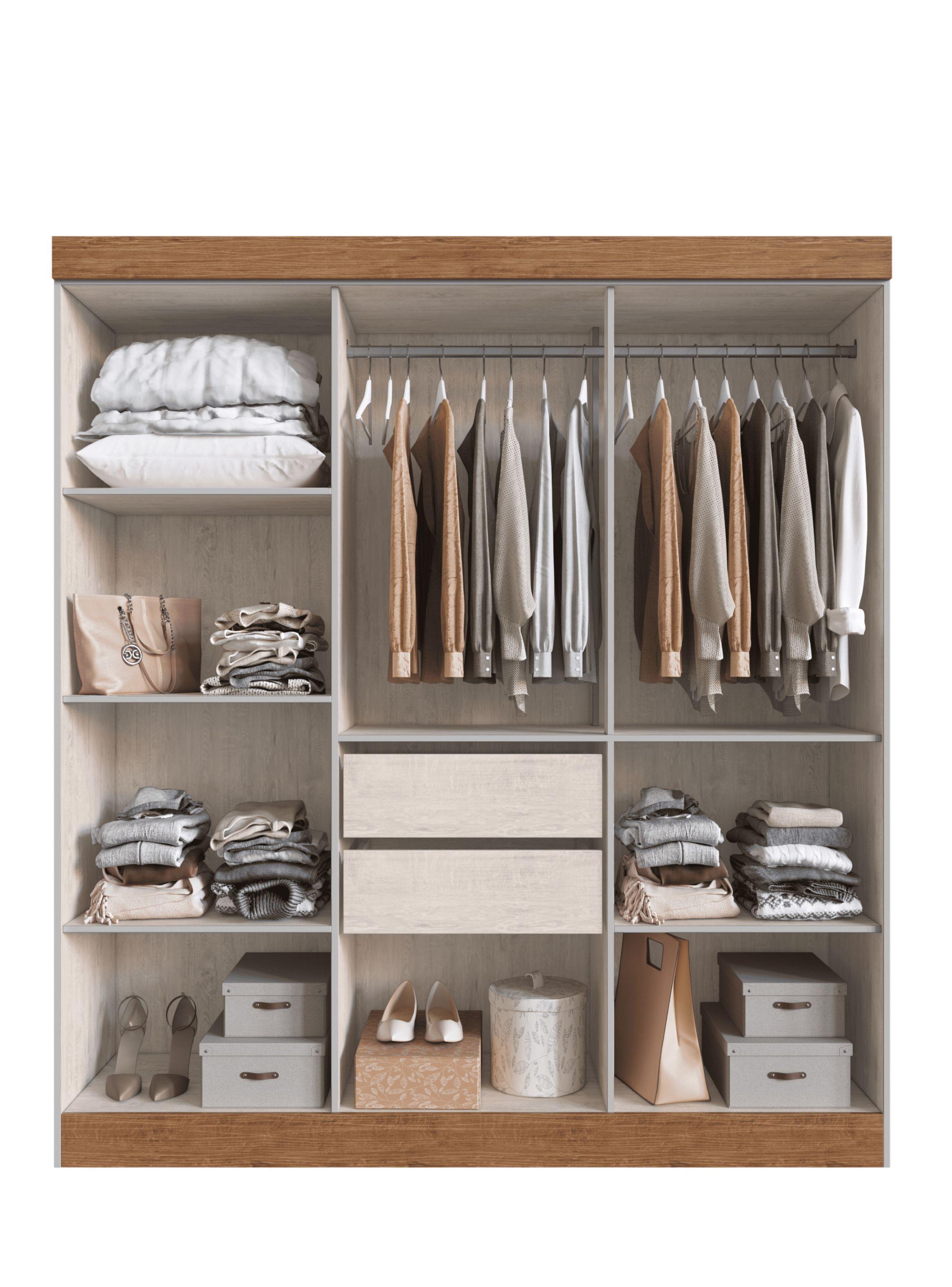 Clóset 6 Puertas 2 Cajones Gris/Café 200x180x47 cm-2
