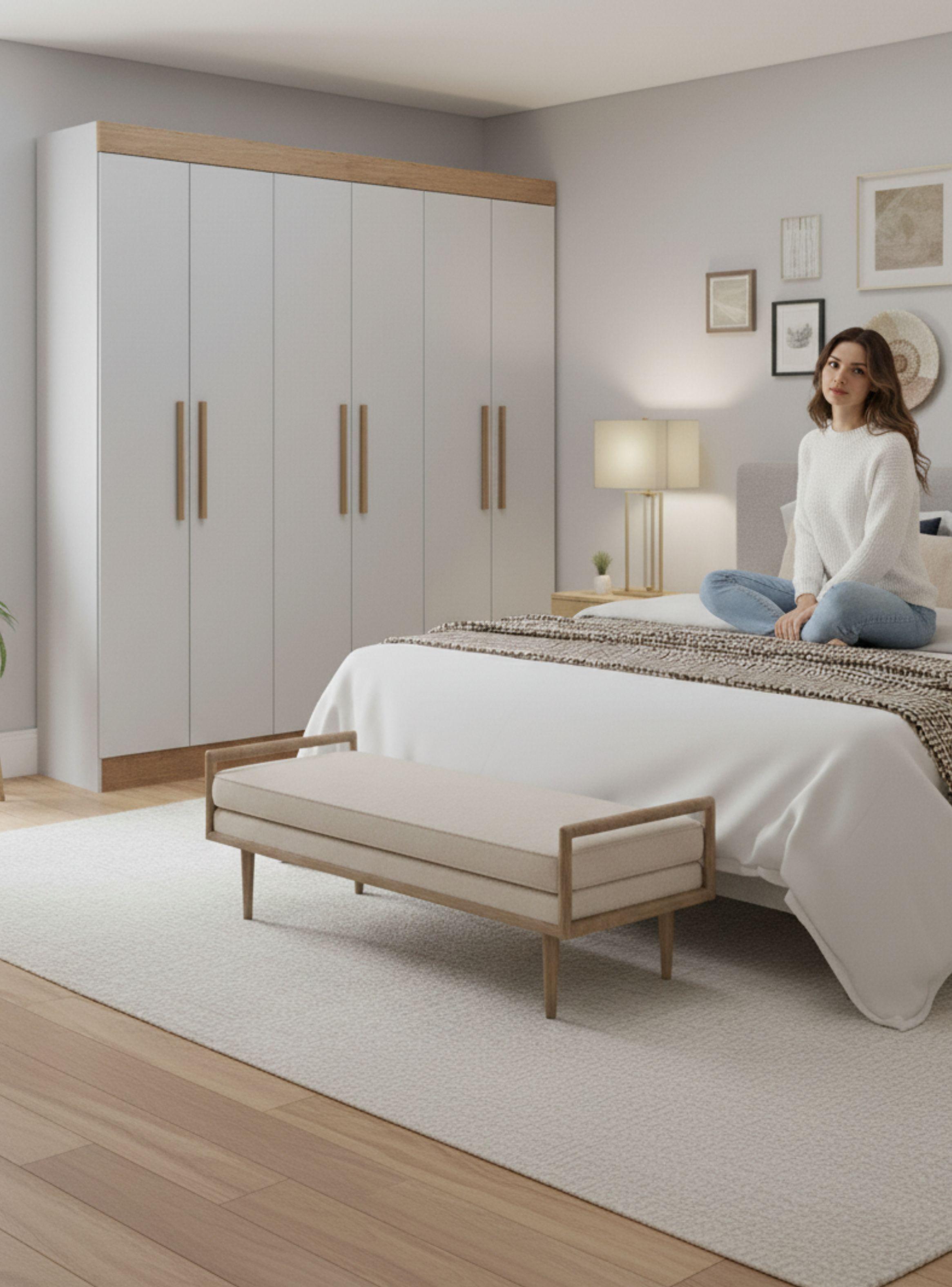 Clóset 6 Puertas 2 Cajones Gris/Café 200x180x47 cm-3