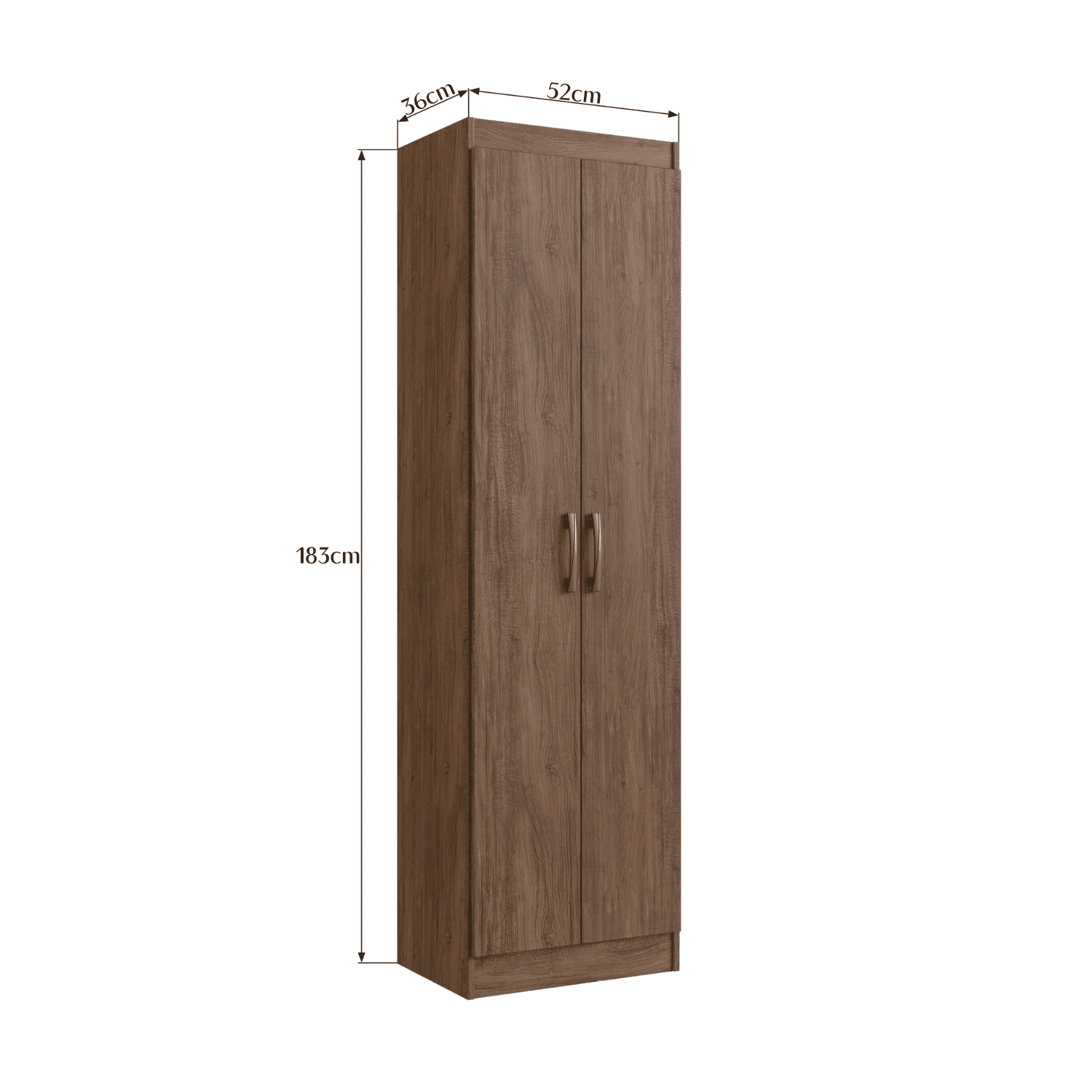 Clóset Multiuso 2 Puertas 4 Repisas Café 183x52x36 cm-5