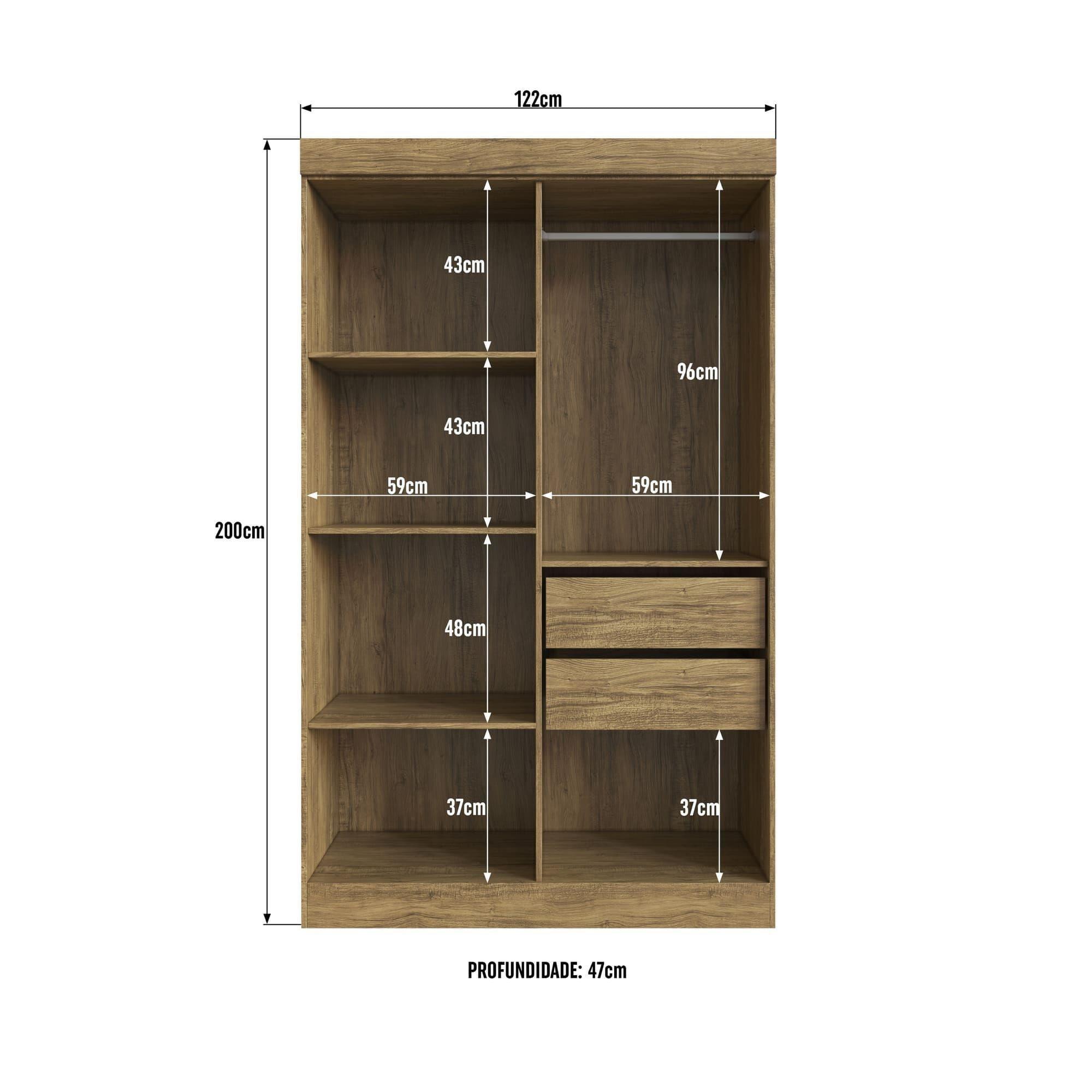 CLÓSET VERONA 4 PUERTAS RIPADO CORREDERAS METALICAS 200X120X47-2