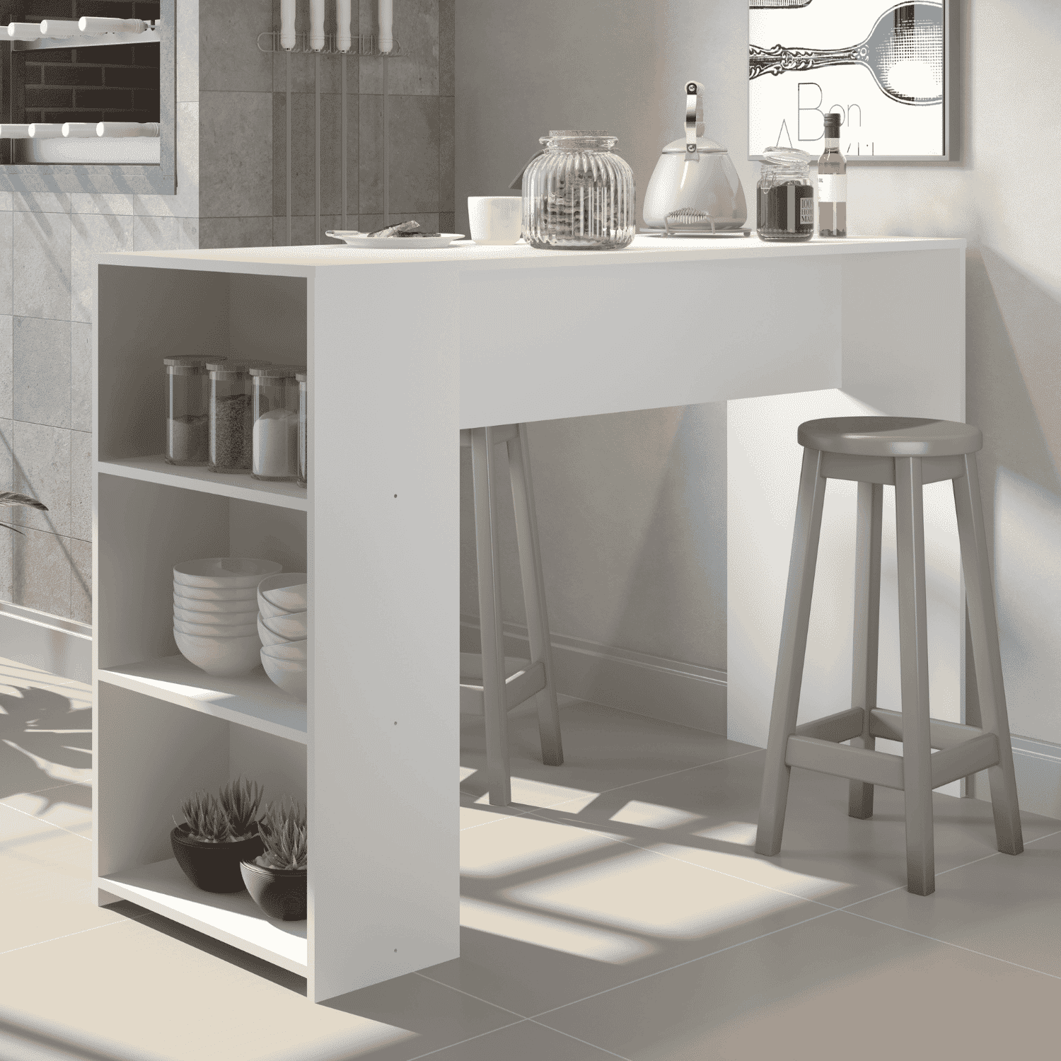 Isla de Cocina con Estantes 136x50x93 cm-0