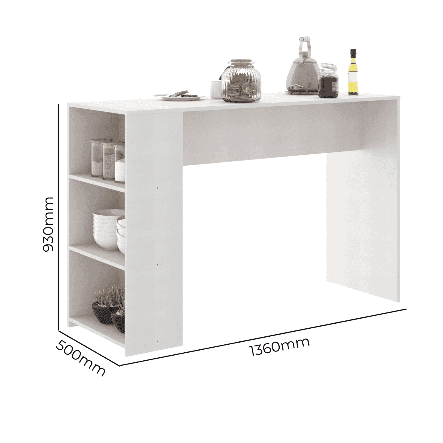 Isla de Cocina con Estantes 136x50x93 cm-2