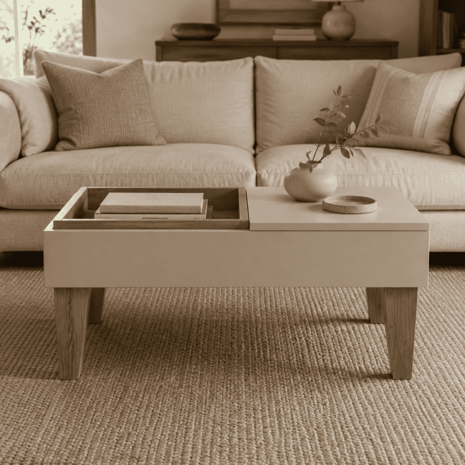 Mesa de Centro Veneza Beige 68x42x35 cm-0