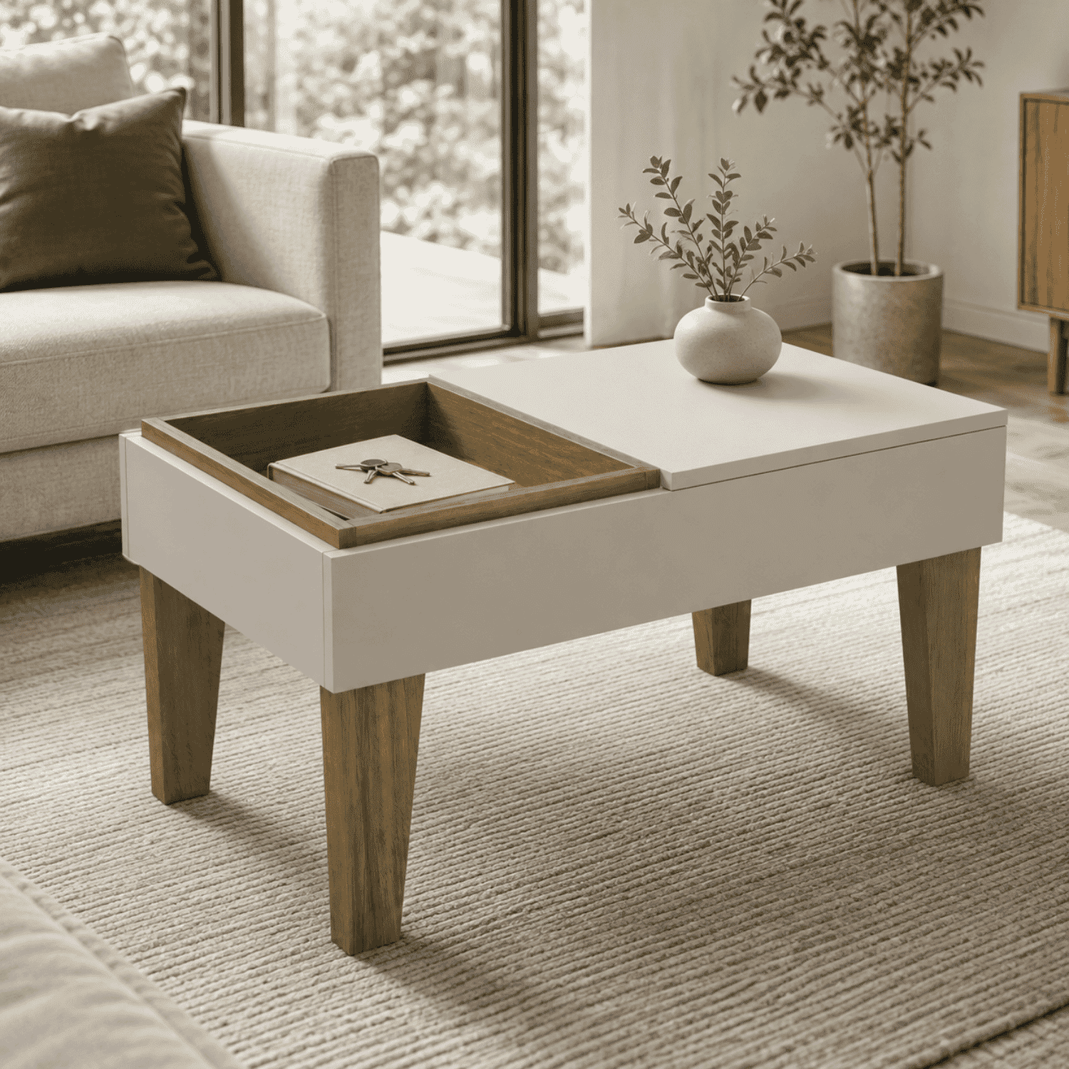 Mesa de Centro Veneza Beige 68x42x35 cm-1