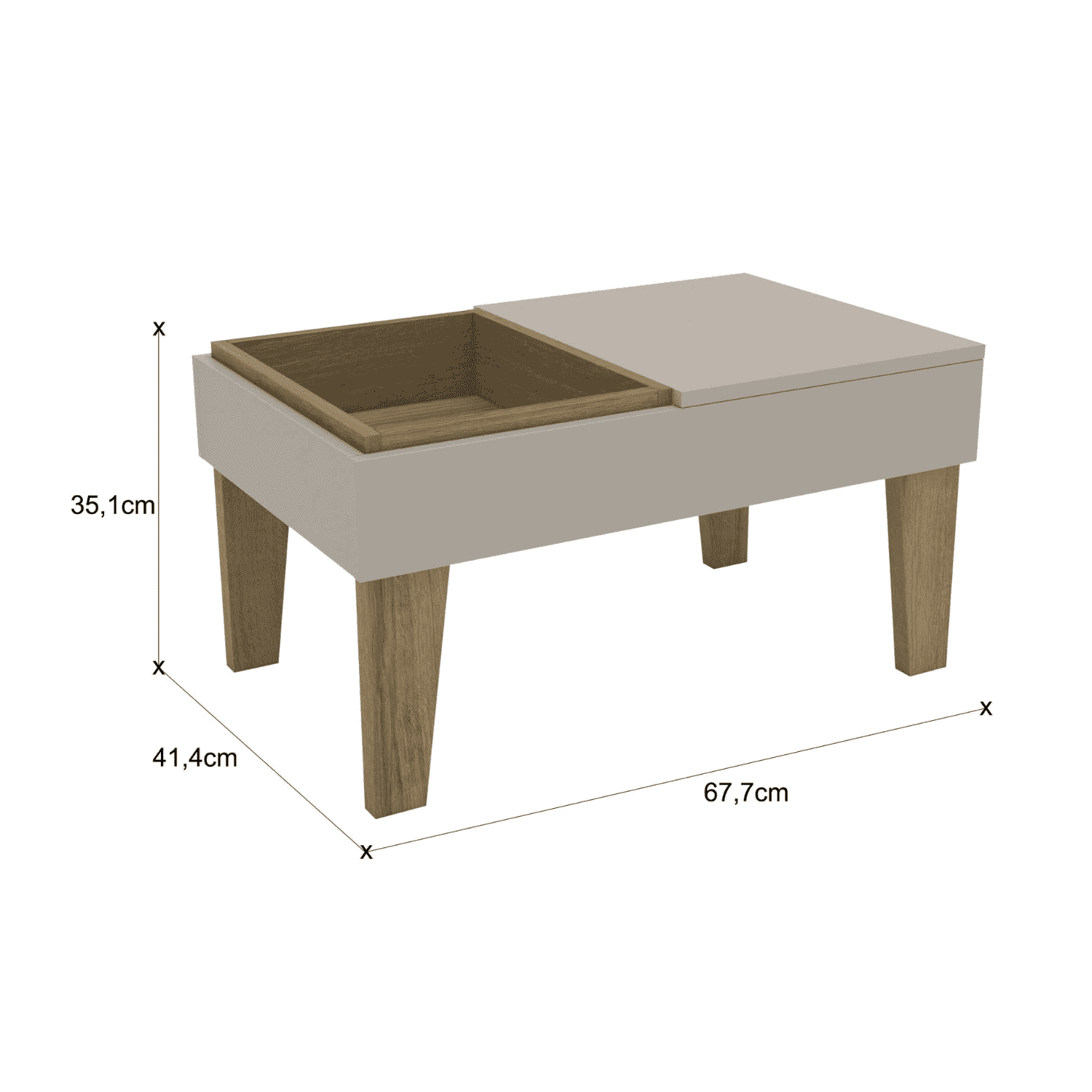 Mesa de Centro Veneza Beige 68x42x35 cm-2