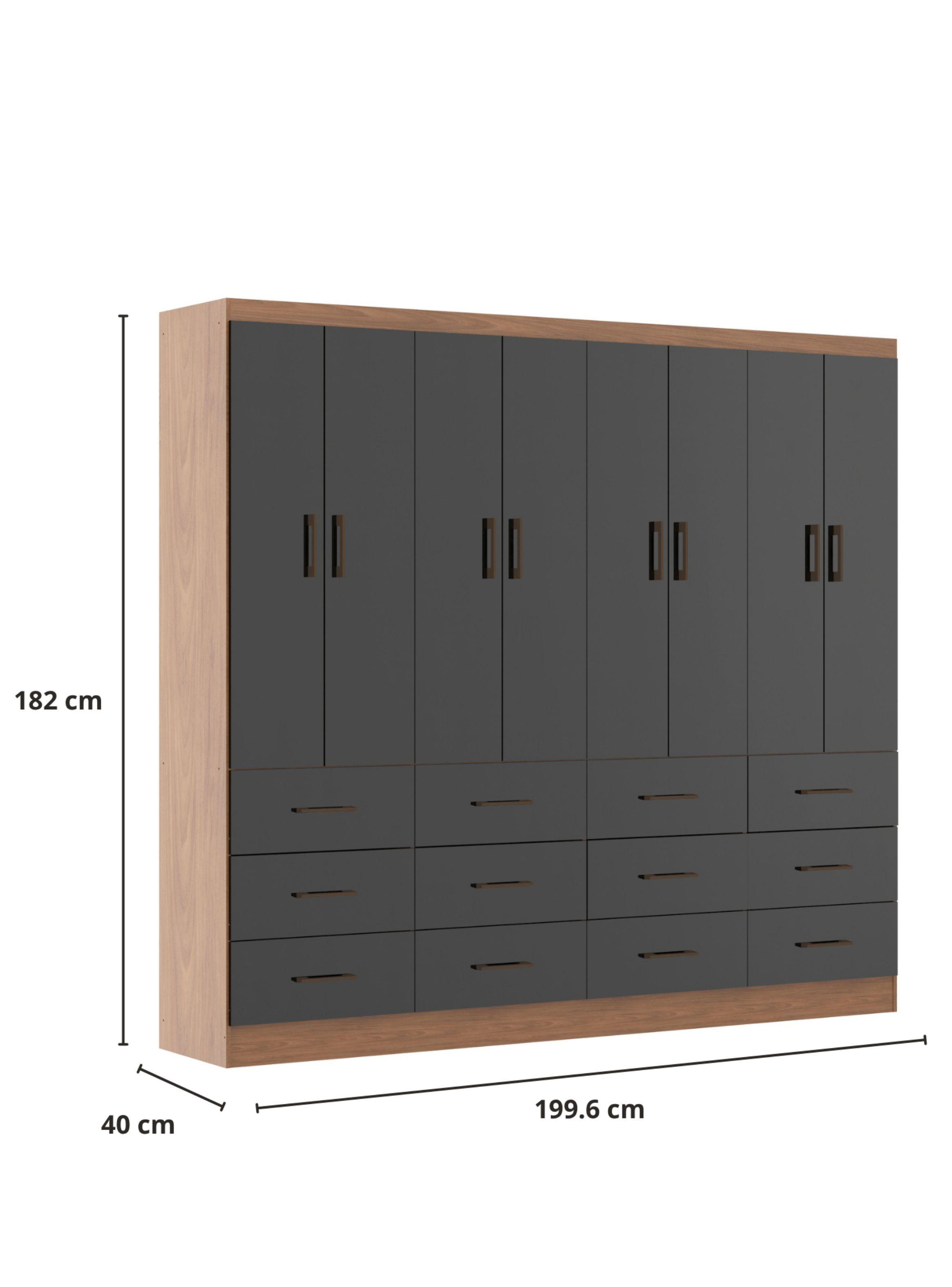 Clóset 8 Puertas 12 Cajones Café/Negro 182x199,6x40 cm-3