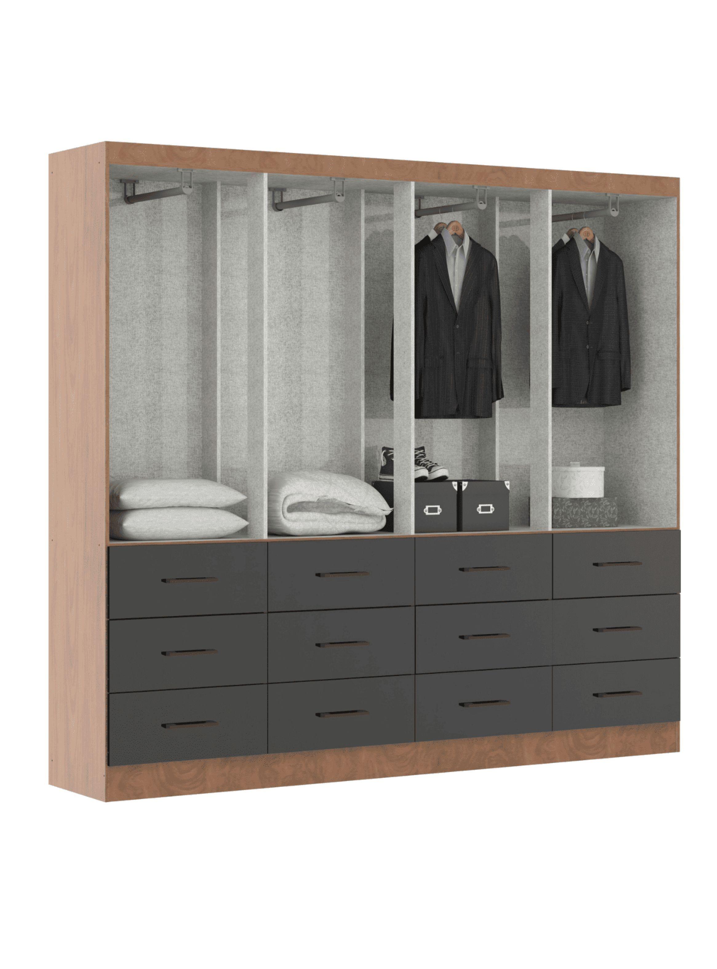 Clóset 8 Puertas 12 Cajones Café/Negro 182x199,6x40 cm-4