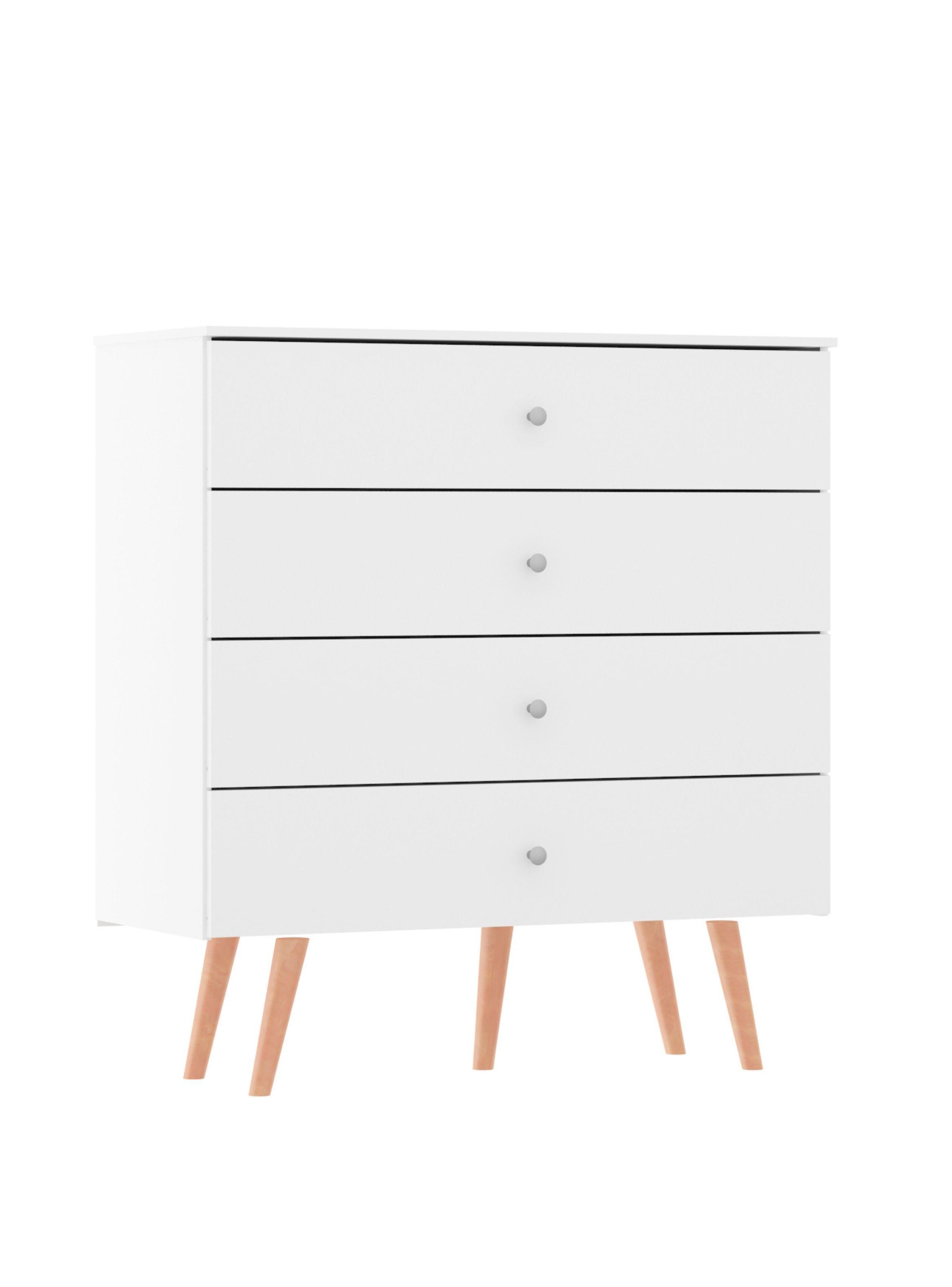 Cómoda 4 Cajones con Patas Blanco 99,4x90x38 cm-0