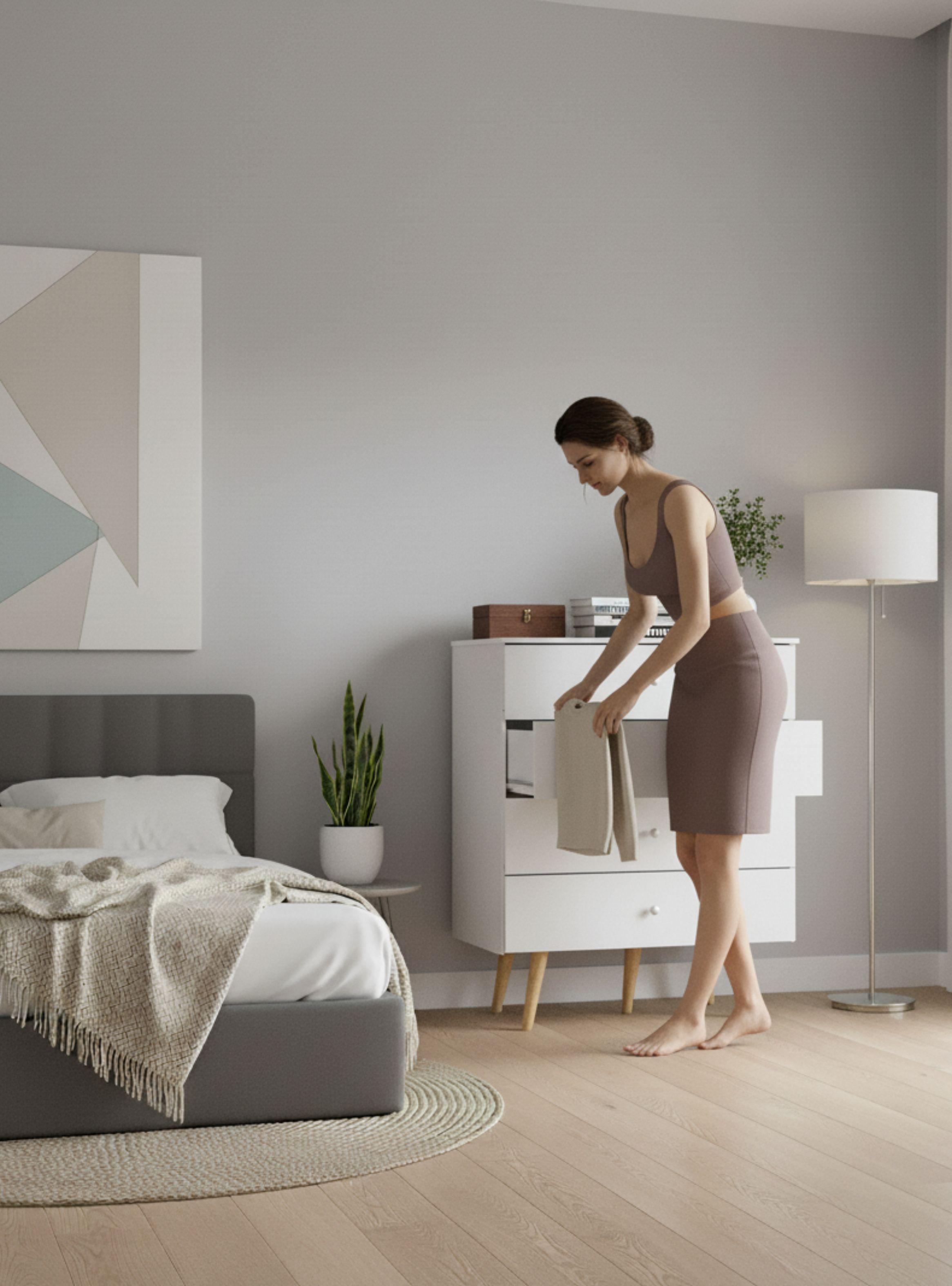 Cómoda 4 Cajones con Patas Blanco 99,4x90x38 cm-2