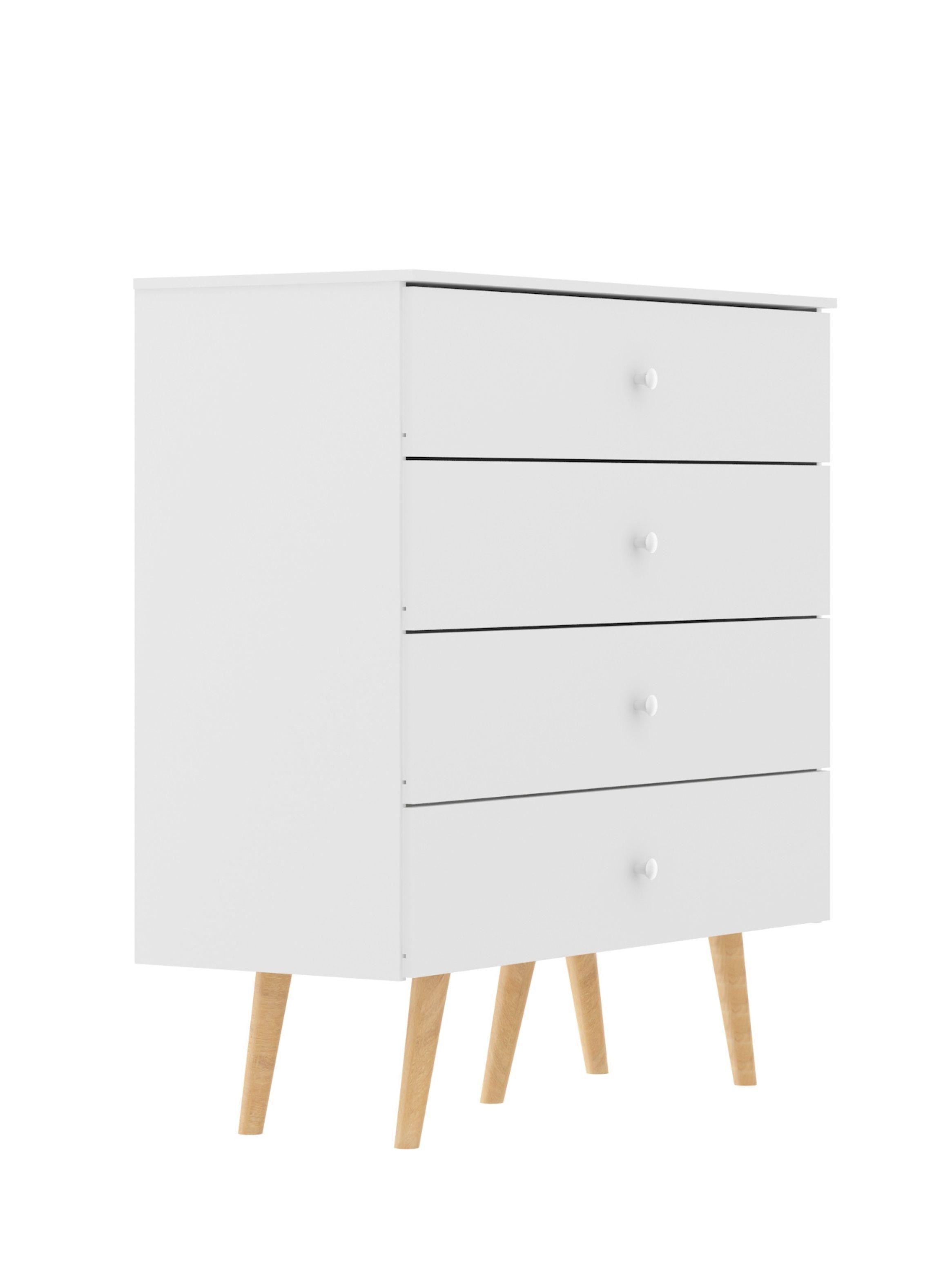 Cómoda 4 Cajones con Patas Blanco 99,4x90x38 cm-3