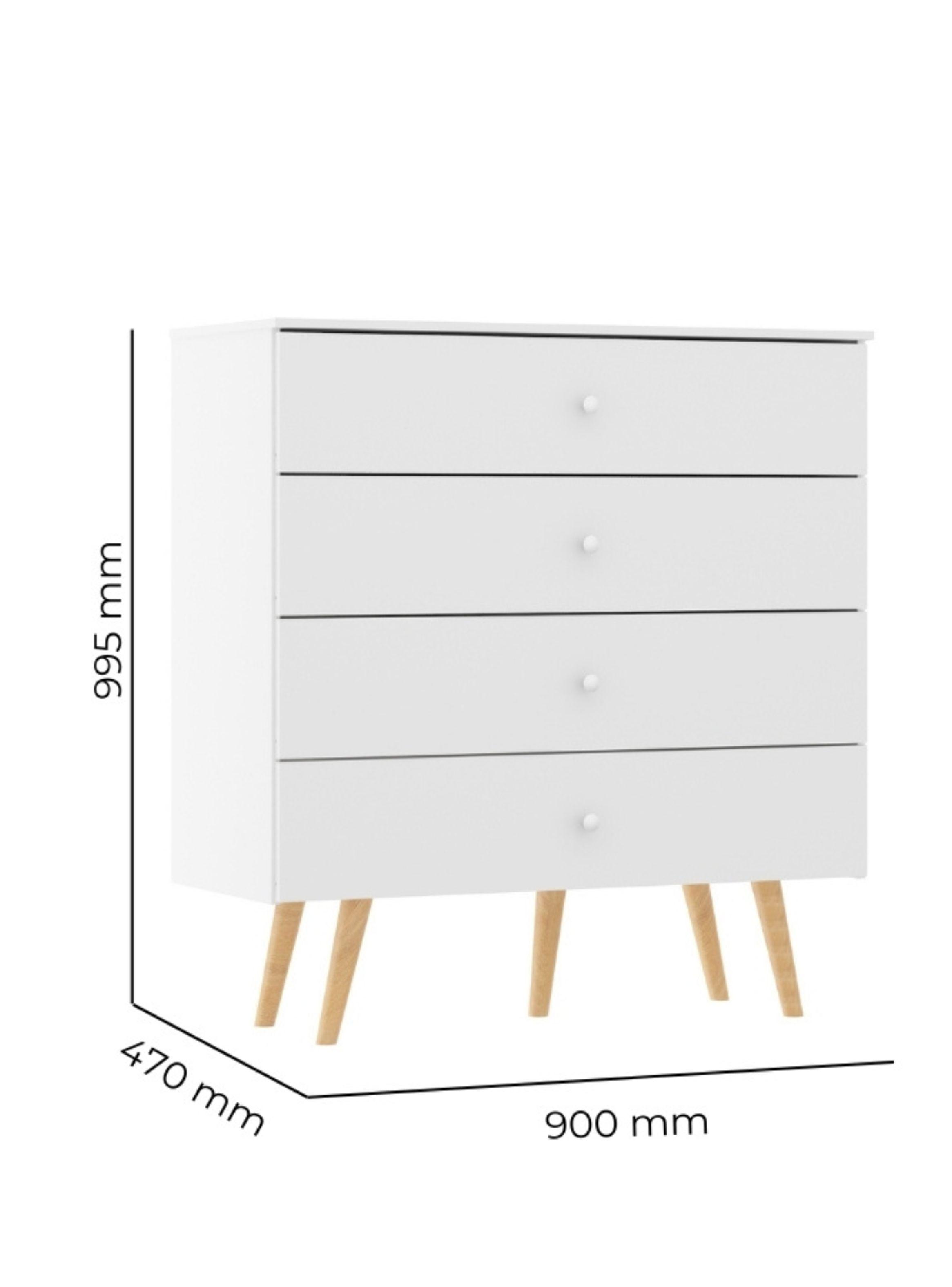 Cómoda 4 Cajones con Patas Blanco 99,4x90x38 cm-4