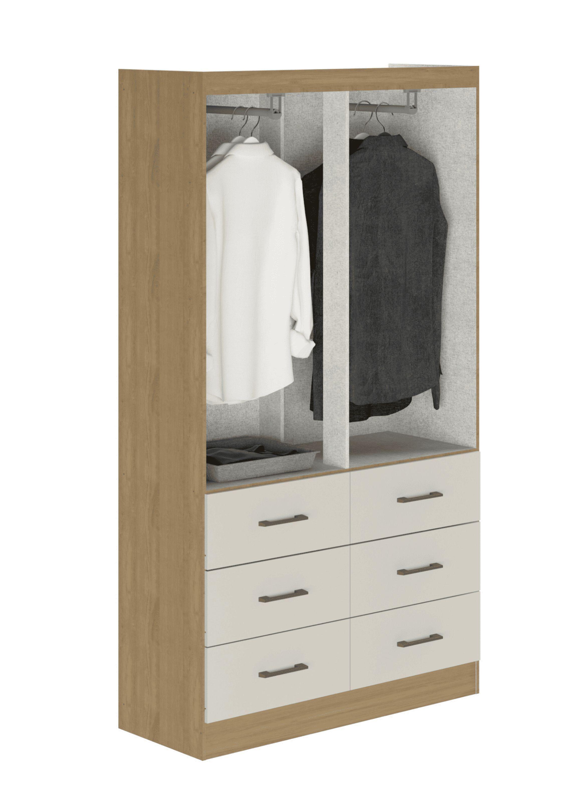 Clóset 4 Puertas 6 Cajones Café/Beige 182x100x40 cm-4