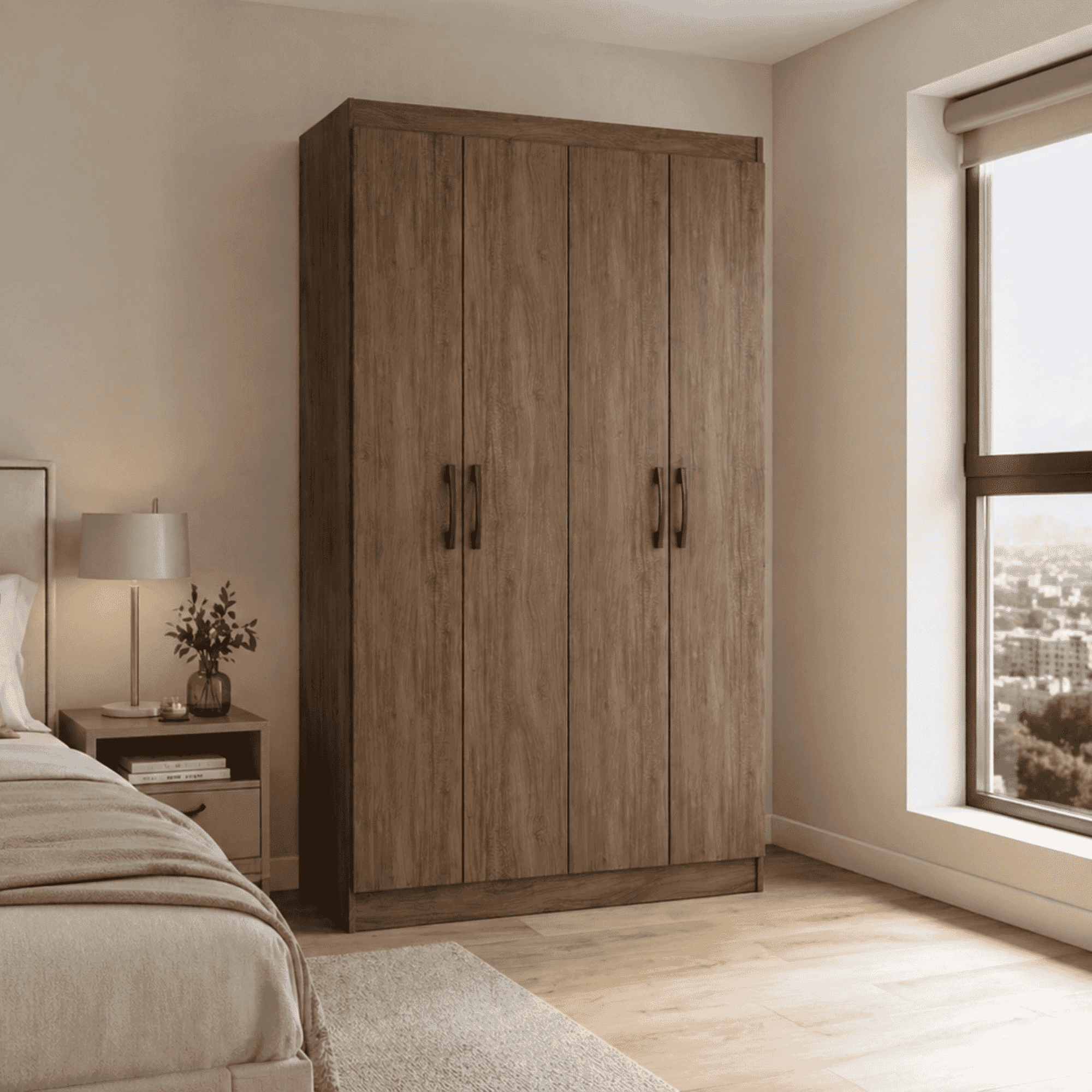 CLÓSET MULTIUSO 4 PUERTAS 8 REPISAS CAFÉ 175X92X32-0