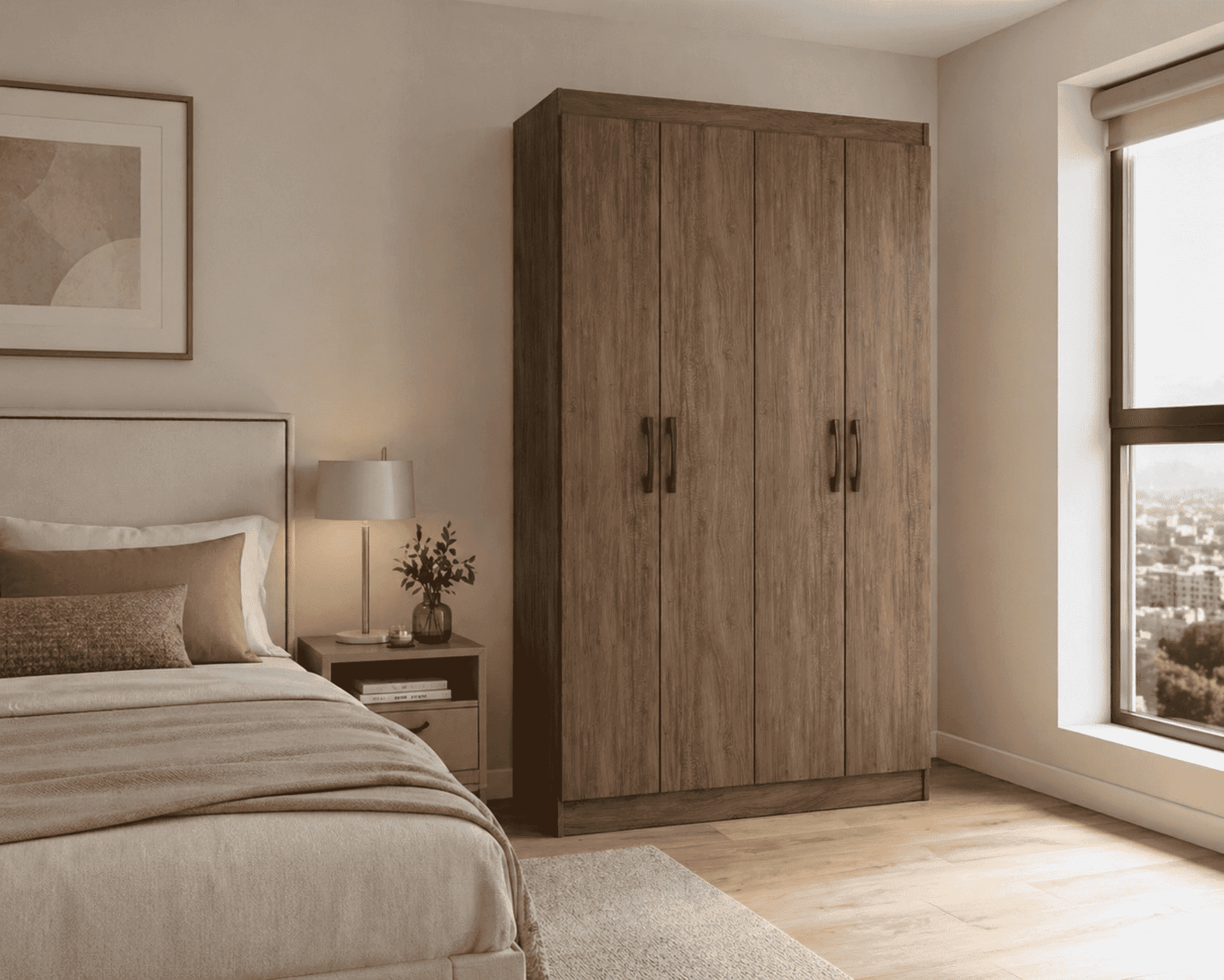CLÓSET MULTIUSO 4 PUERTAS 8 REPISAS CAFÉ 175X92X32-1