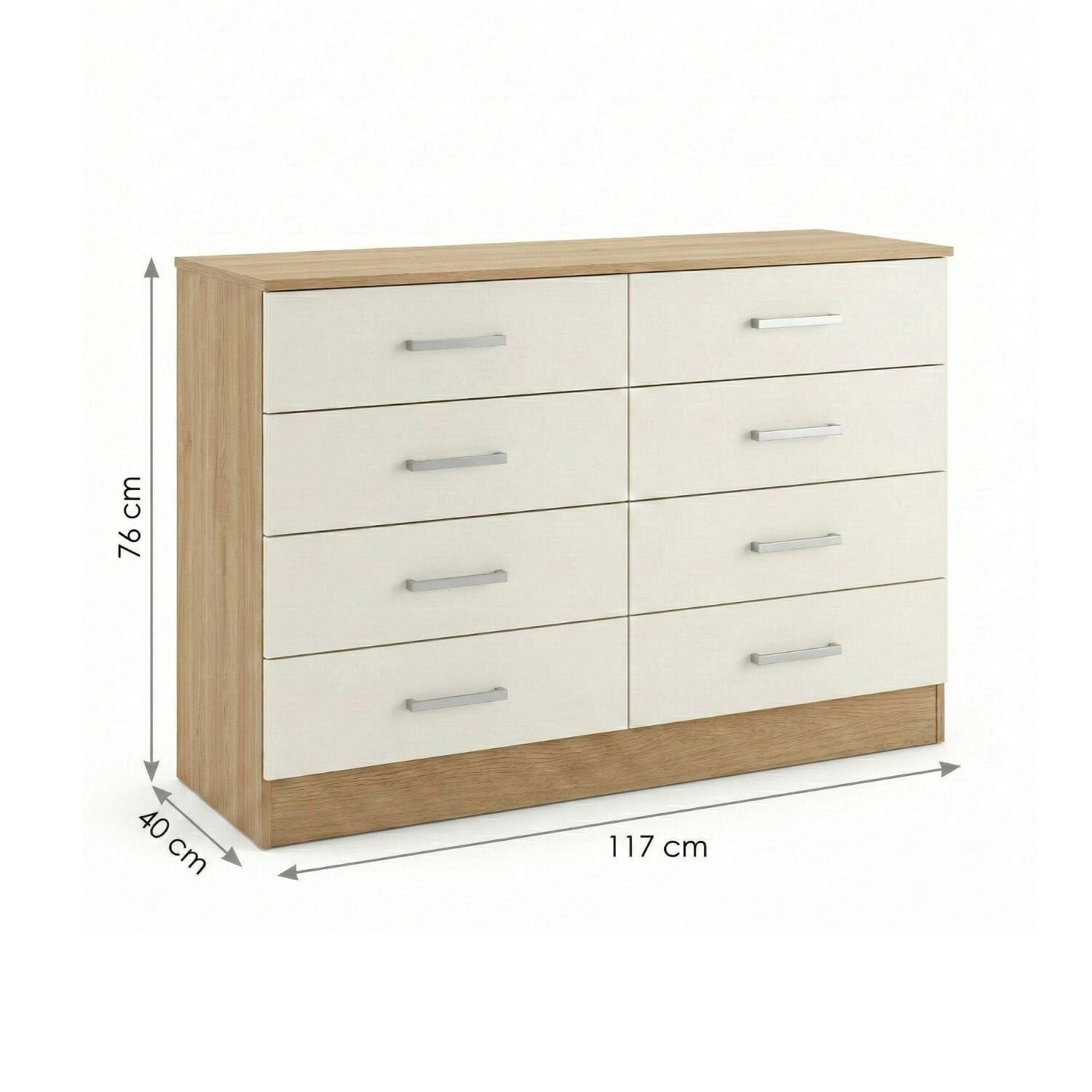 CÓMODA 8 CAJONES 117X41X76 CM BEIGE - EXIT-2