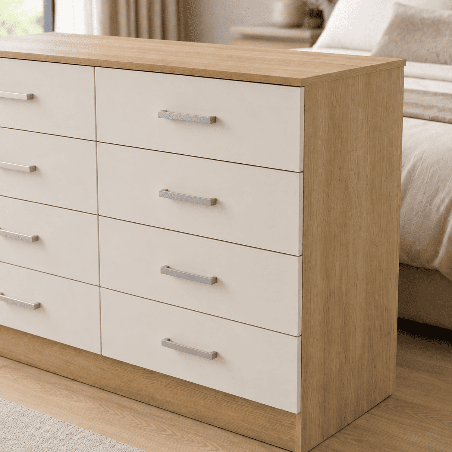CÓMODA 8 CAJONES 117X41X76 CM BEIGE - EXIT-2