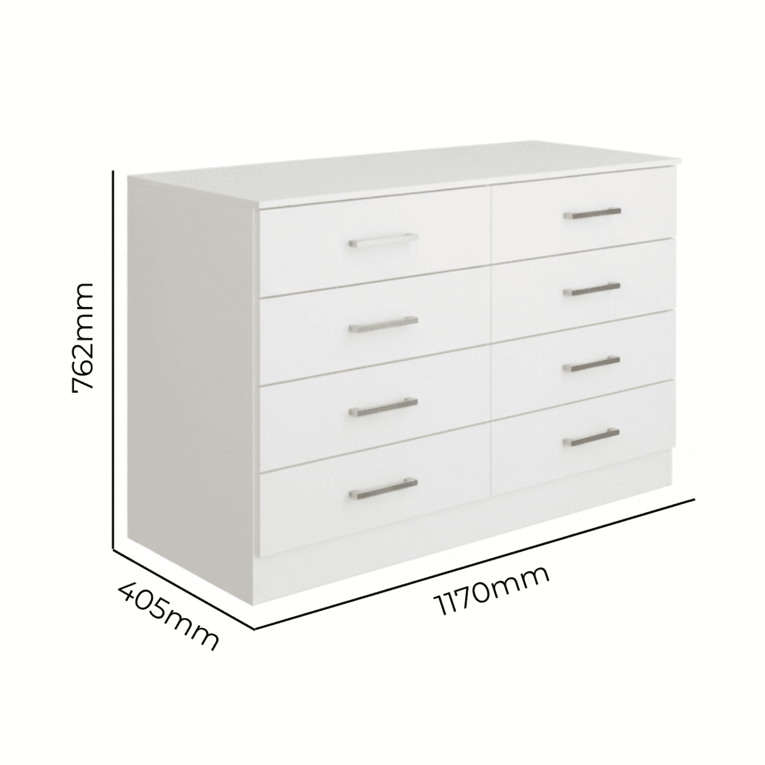 CÓMODA 8 CAJONES 117X41X76 CM BLANCA-2